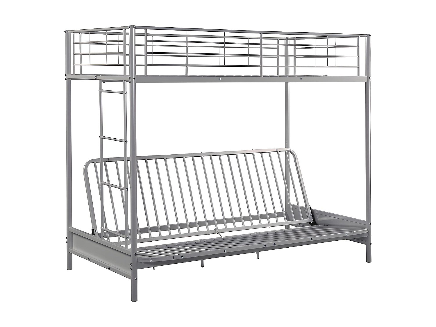 Hochbett mit Schlafsofa - 90 x 190 cm - Metall - Silberfarben - MODULO IV