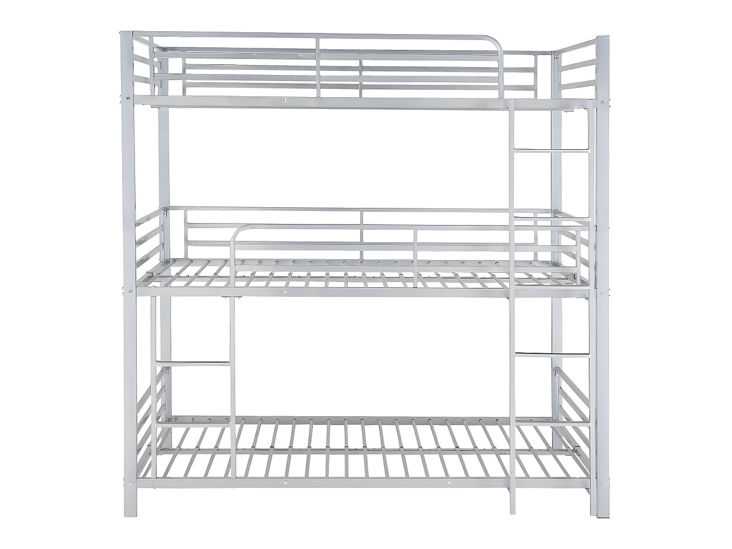 Etagenbett mit Matratze - 3 Personen - 3 x 90 x 190 cm - Metall - Silberfarben - ELOUAN III