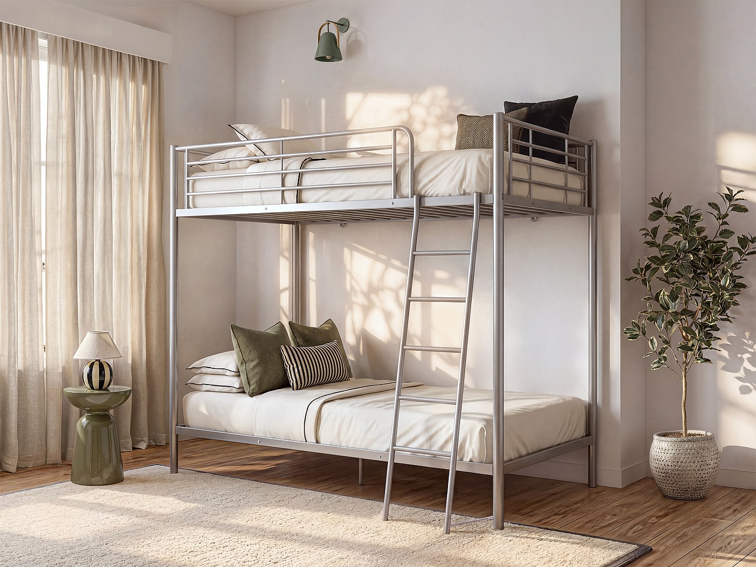 Etagenbett mit Bettboden - 2 x 140 x 190 cm - Silberfarben - GEMINI II
