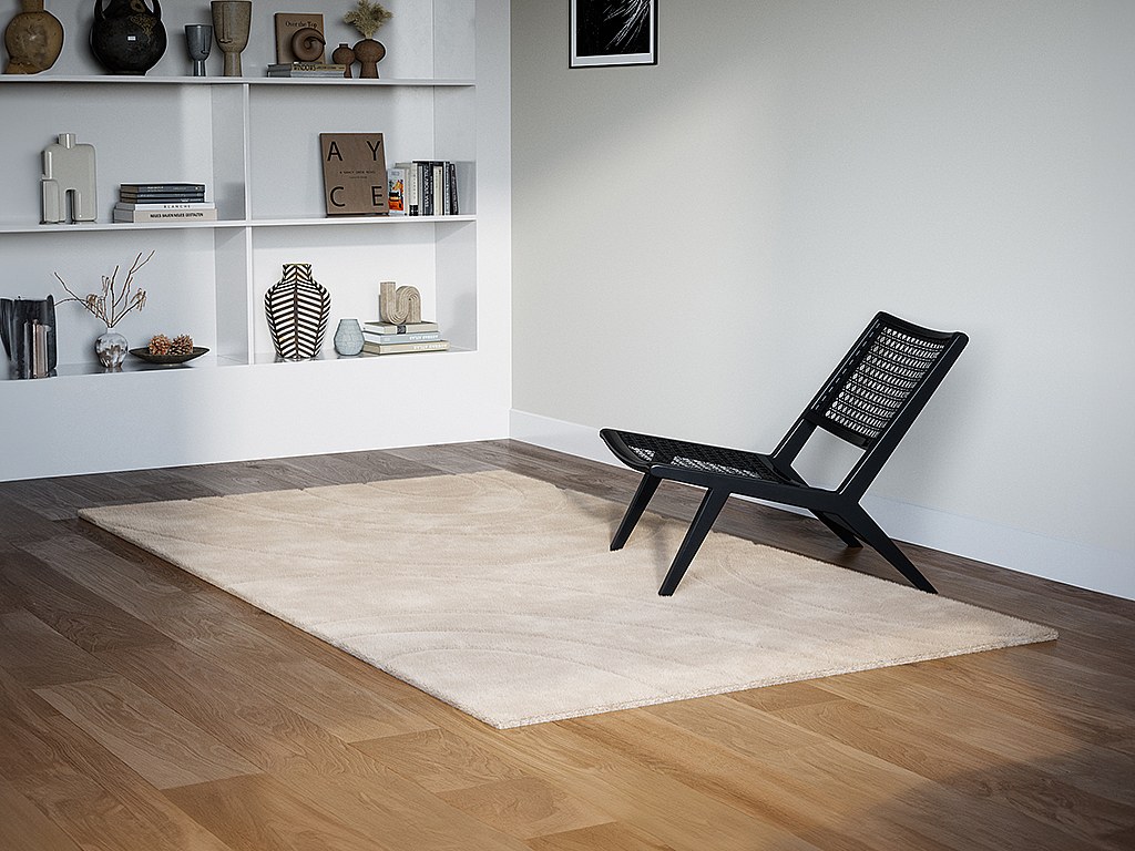 Teppich mit Kreismuster in Relief-Optik - Pelz-Optik - 200 x 290 cm - Beige - PAOLISI