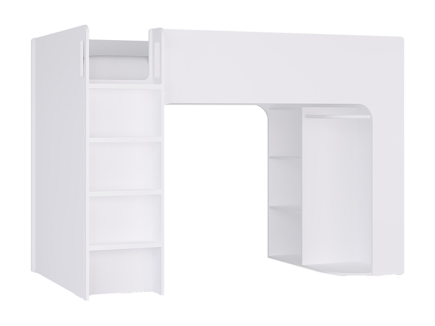 Hochbett mit Stauraum - 90 x 190 cm - Weiß + Matratze - COLUMI