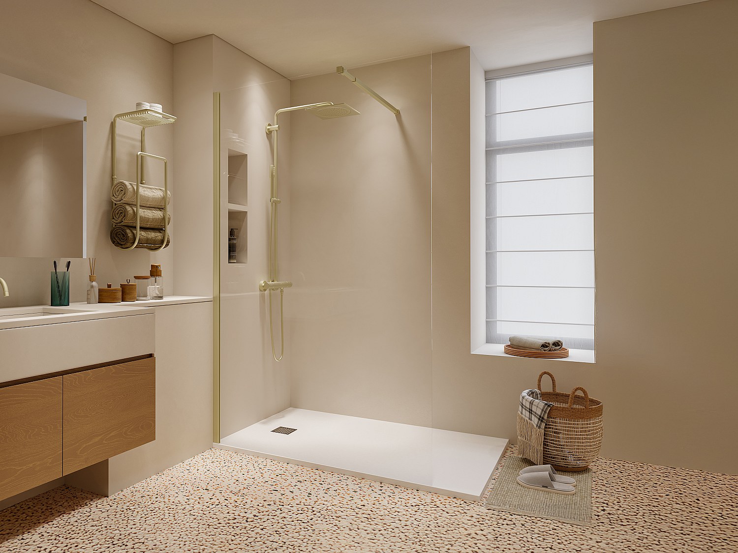 Duschtrennwand Seitenwand italienische Dusche - 120 x 200 cm - Goldfarben - DAREN