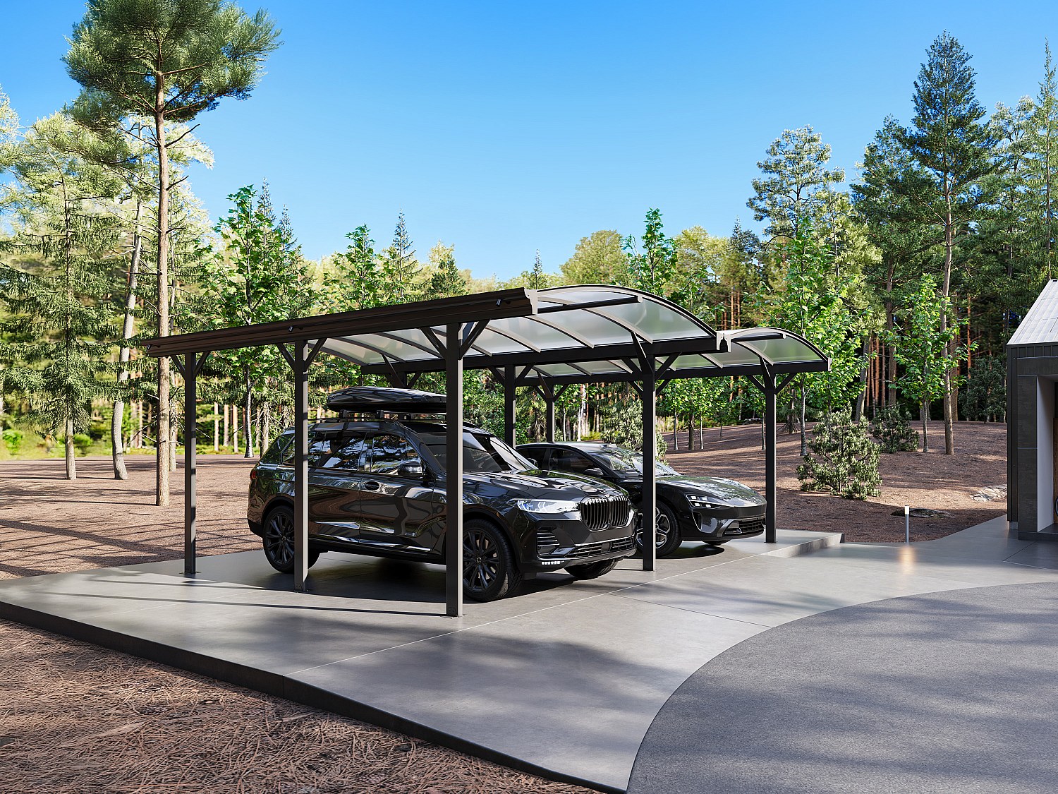 Erweiterung für freistehenden überdachten Carport - für 1 Fahrzeug - 505 x 239 cm - 15,15 m² - Aluminium - Anthrazitgrau - BARESA