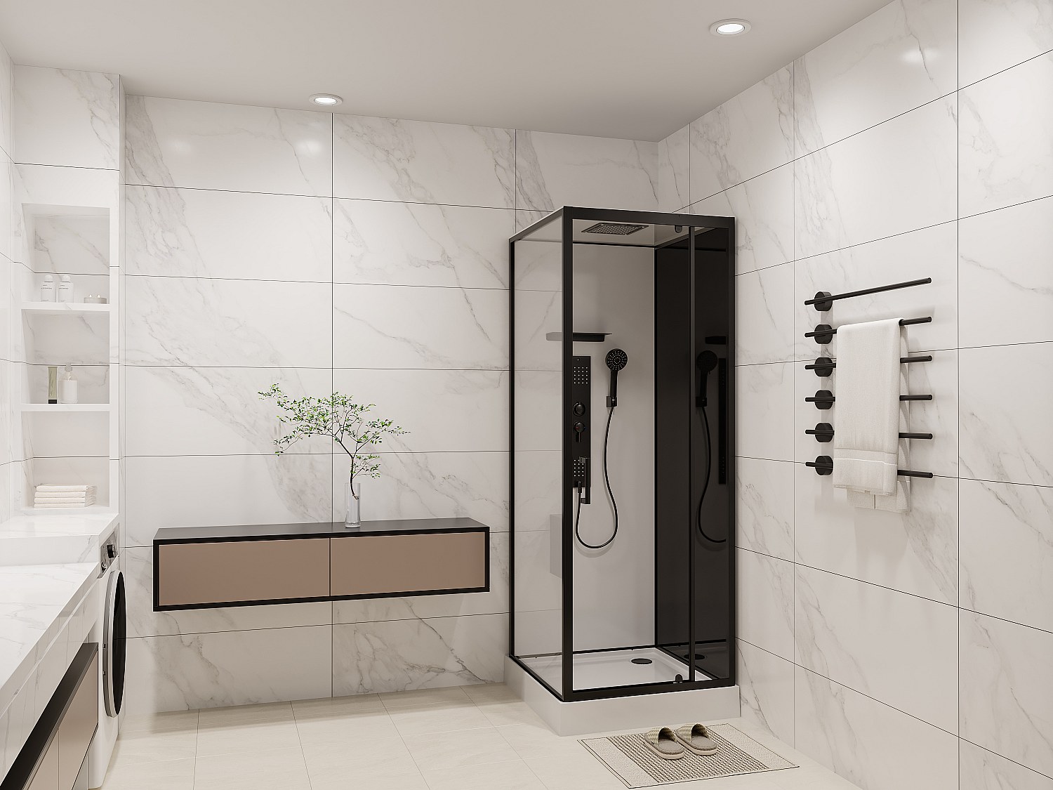 Duschkabine mit Hydromassage - Beidseitige Installation - 80 x 80 x 215 cm - FOMIRA