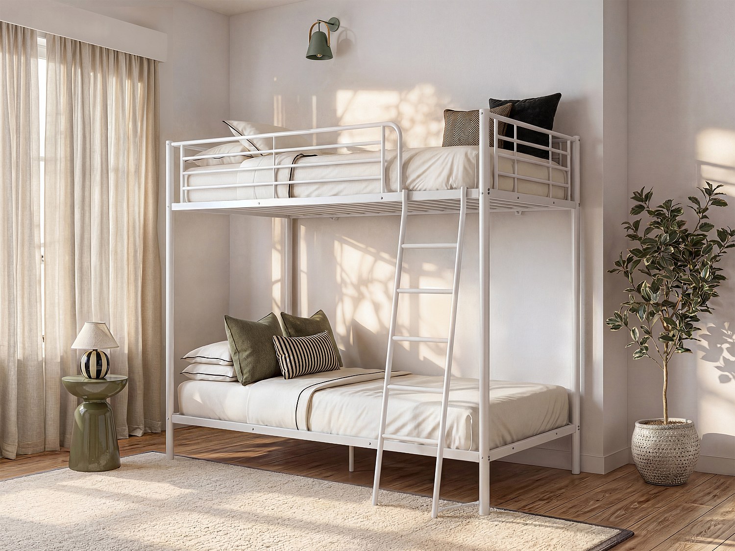 Etagenbett - 2 x 140 x 190 cm - Metall - Weiß - GEMINI II