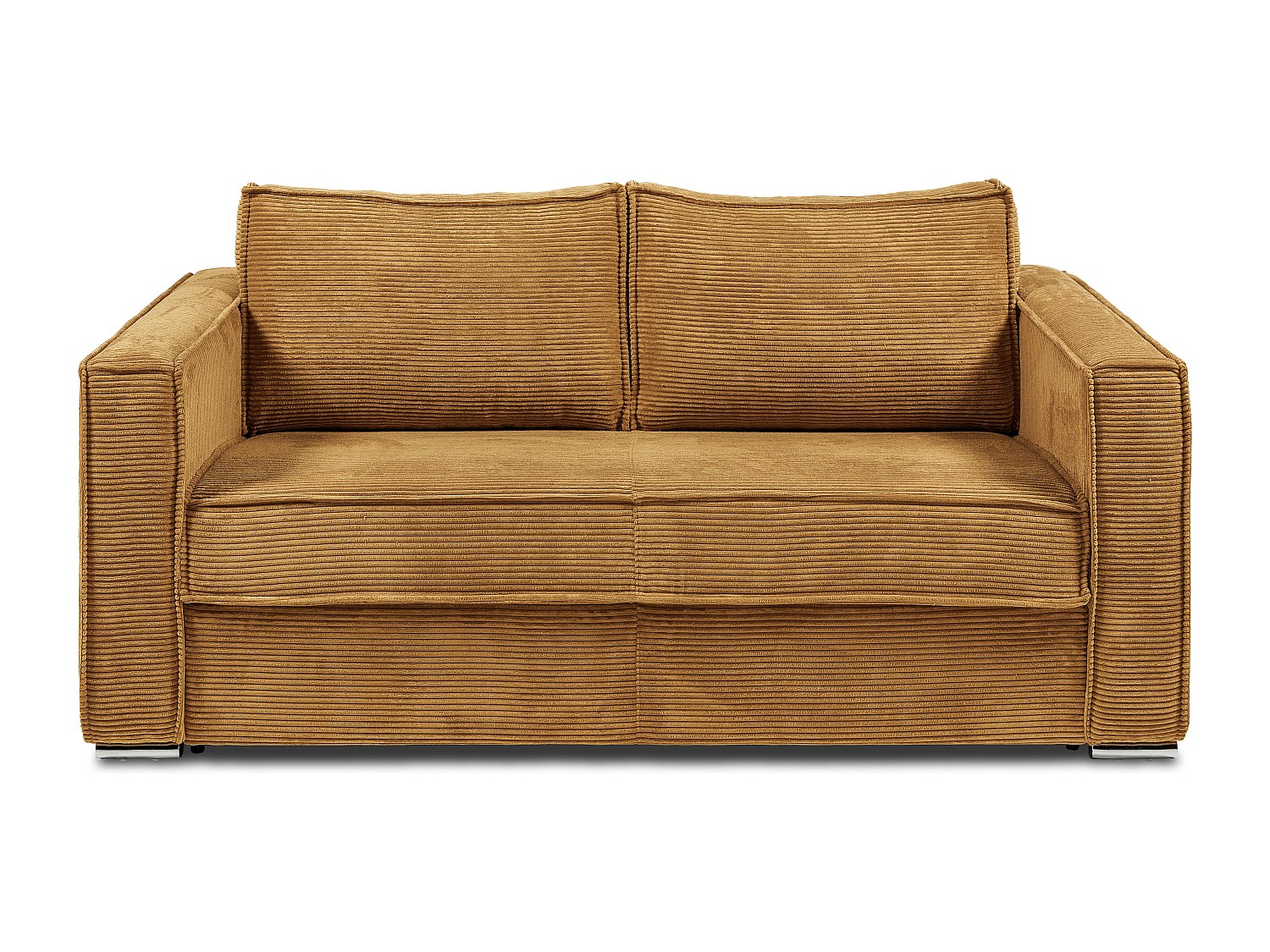 Schlafsofa mit Matratze 3-Sitzer - Cord - Senfgelb - Liegefläche 140 cm - Matratze 22 cm mit Memory Schaum - LORETO
