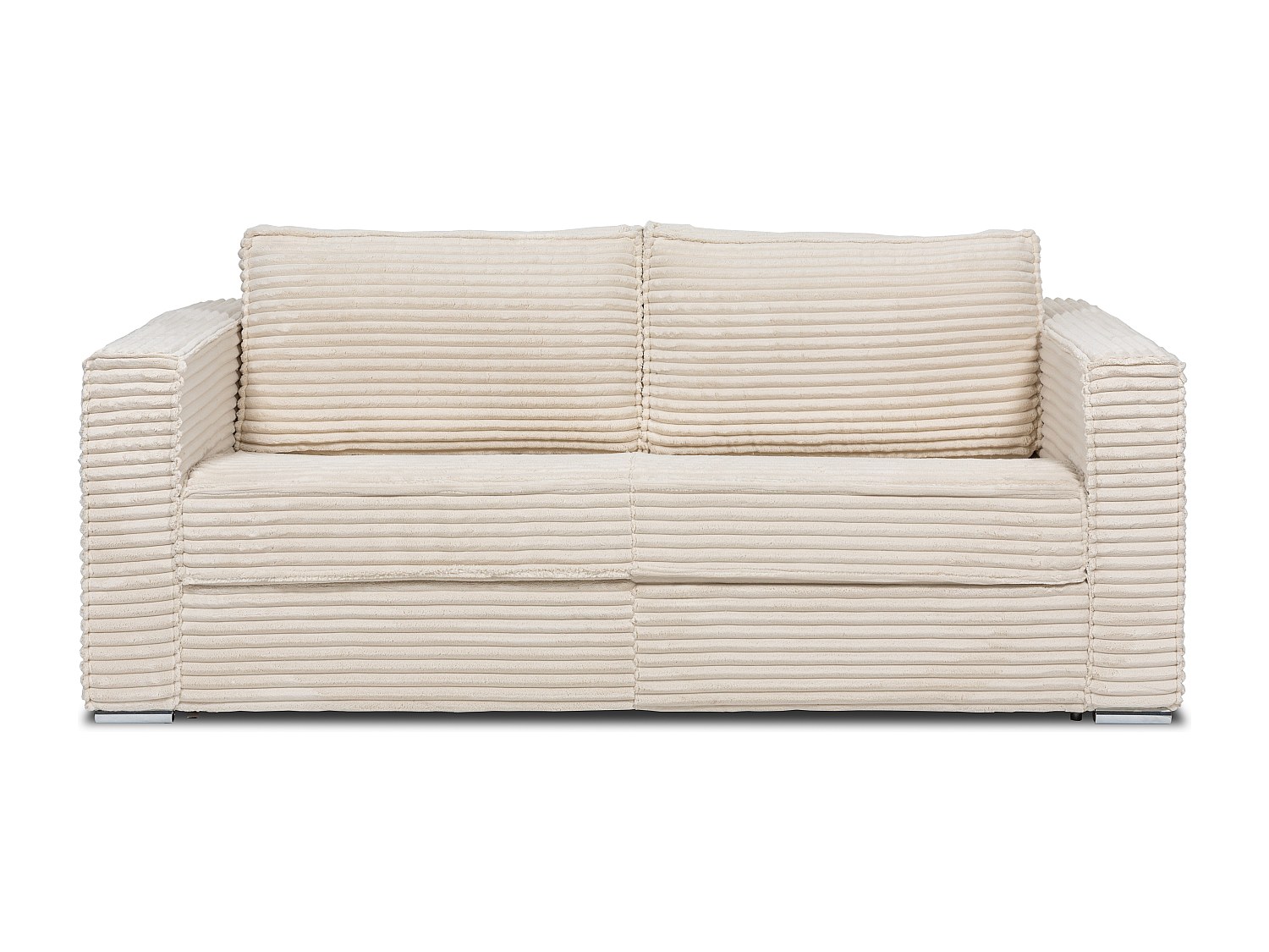 Schlafsofa mit Matratze 4-Sitzer - grob gerippter Cord - Beige - Liegefläche 160 cm - Matratze 22 cm mit Memory Schaum - LORETO