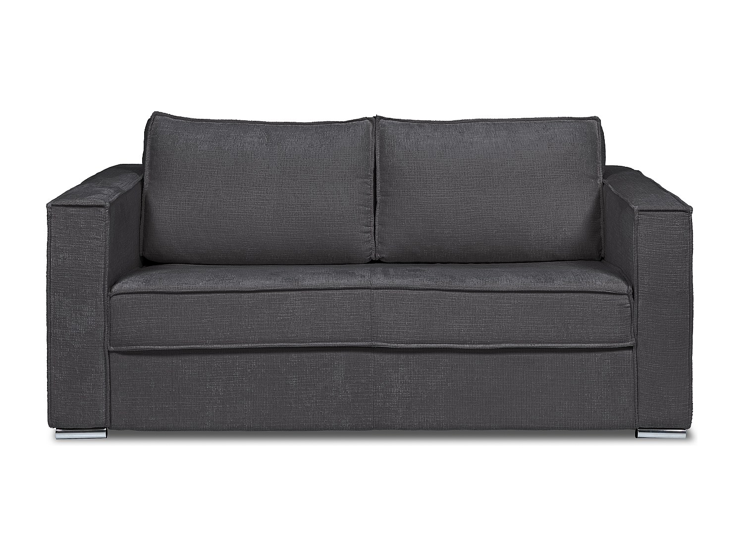 Schlafsofa mit Matratze 4-Sitzer - Chenille-Stoff - Anthrazitgrau - Liegefläche mit Lattenrost mit breiten Latten 160 cm - Matratze 22 cm mit Memory Schaum - LORETO