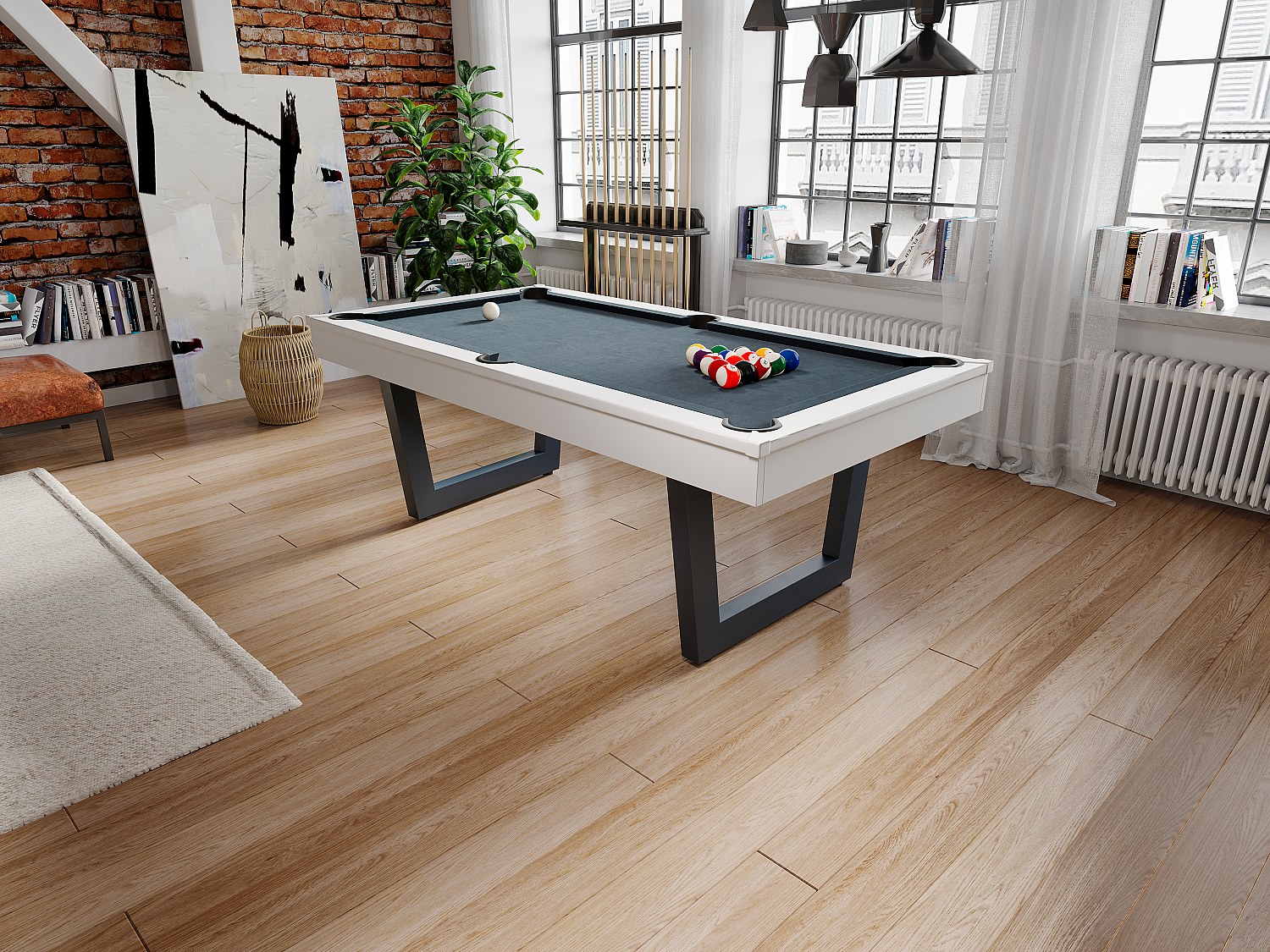 Multifunktionstisch - Billard & Tischtennis - 213,4 x 111,8 x 78,5 cm - Weiß & Schwarz - MELIAN