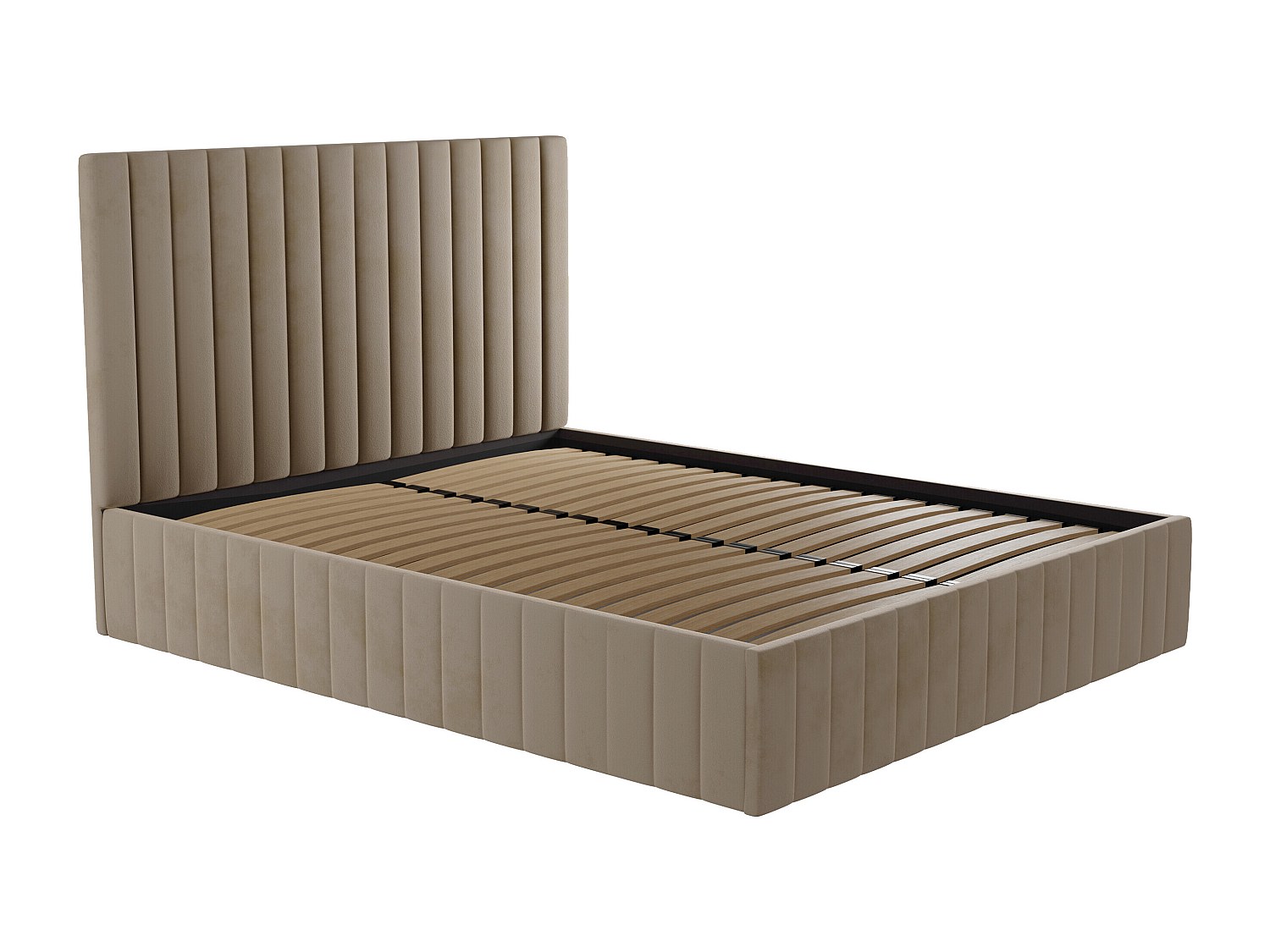 Bett mit Bettkasten & Bett-Kopfteil - Samt - 160 x 200 cm - Taupe - LARALI von Pascal Morabito