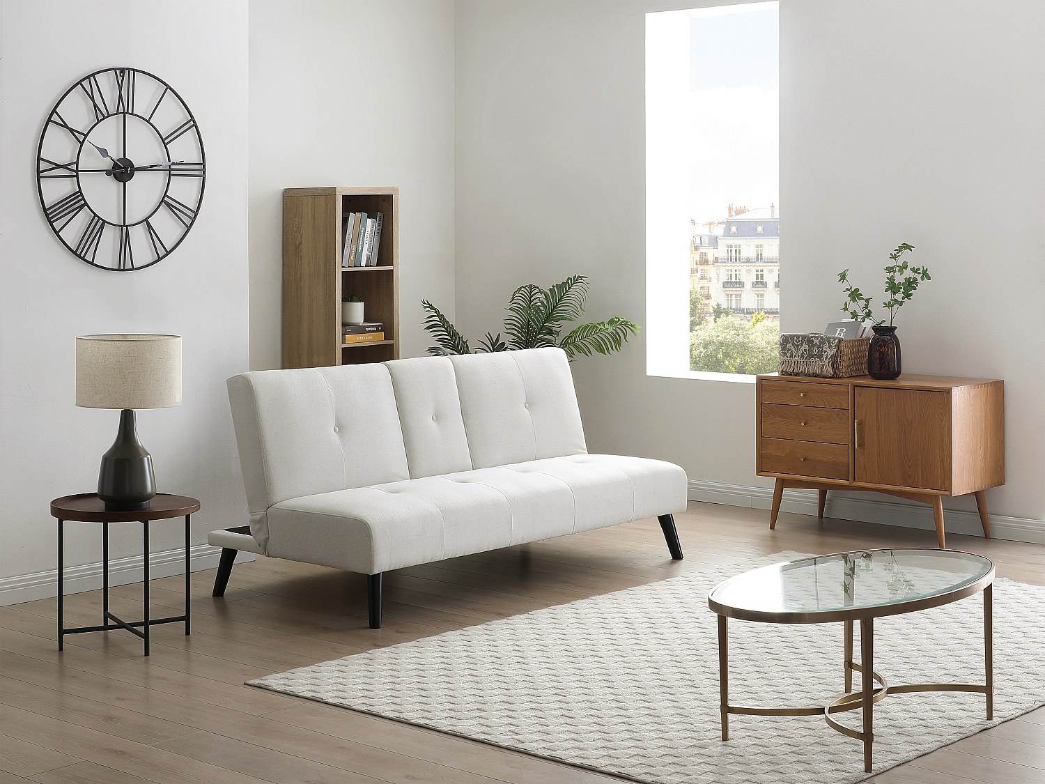 3-Sitzer-Schlafsofa Clic-Clac - Stoff - Beige - mit Ablage CLOSIPA