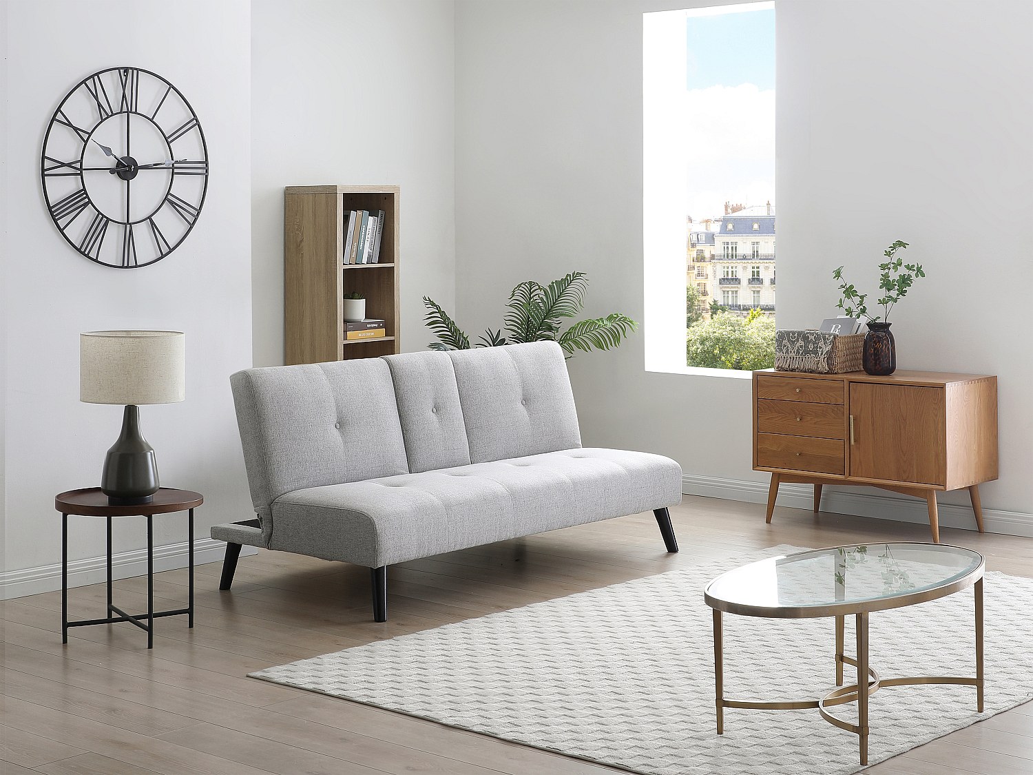 3-Sitzer Schlafsofa Clic-Clac - Stoff - Hellgrau - mit Ablage CLOSIPA