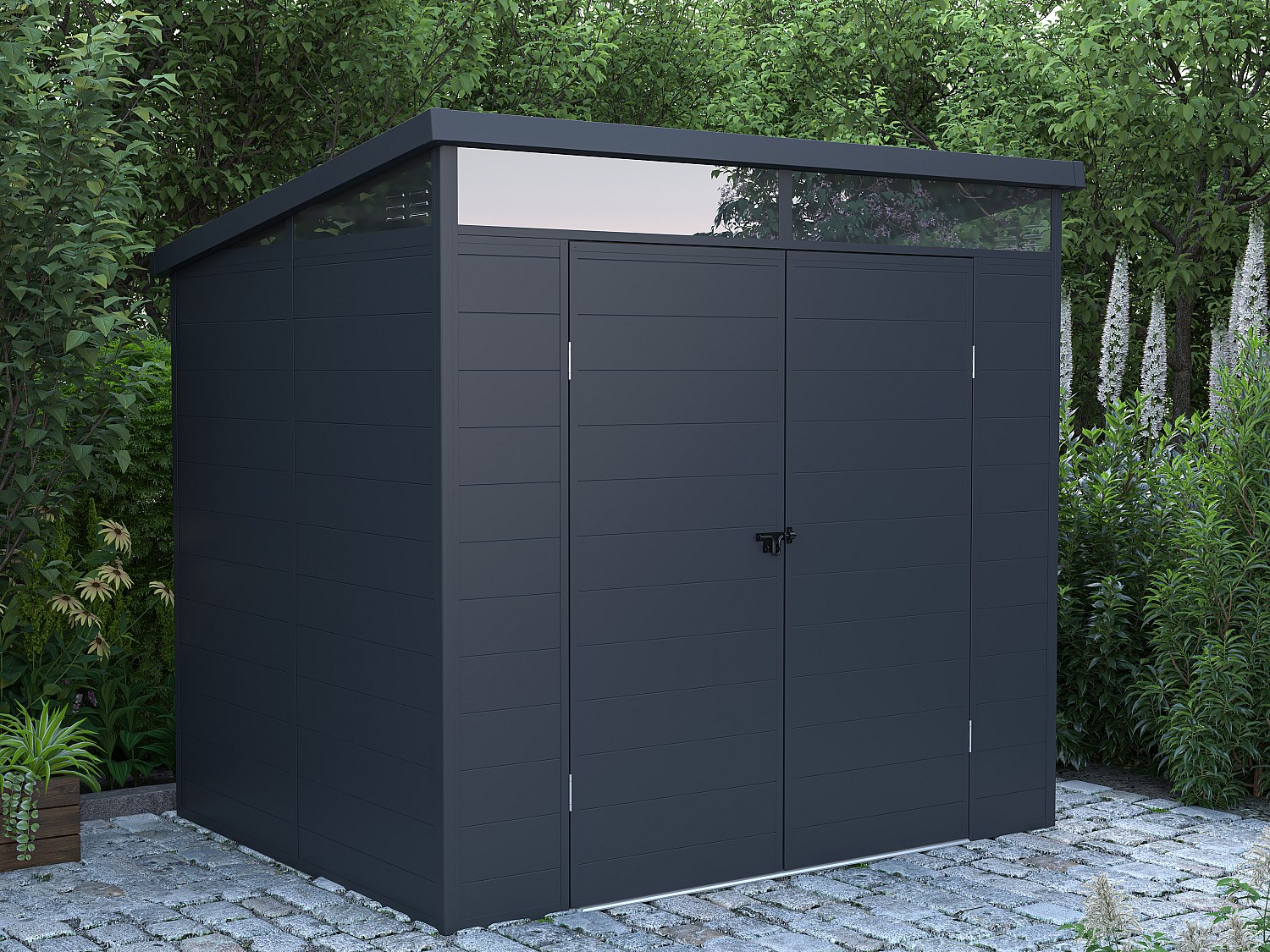 Gartenhaus aus Kunstharz - Anthrazitgrau - 4 m² - mit Boden - MINARO