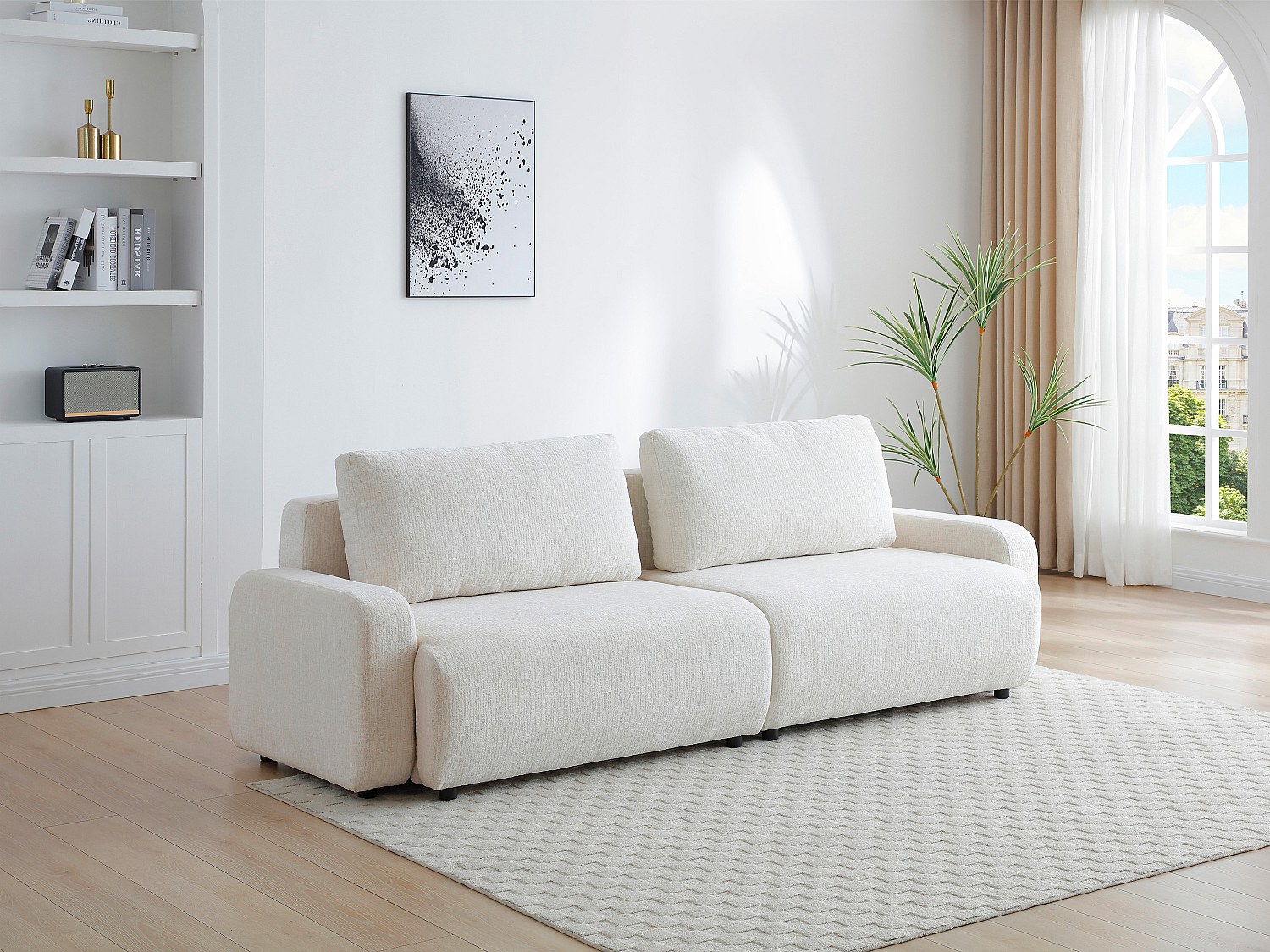 4-Sitzer Schlafsofa - Chenille-Stoff - Beige - YOKIRA