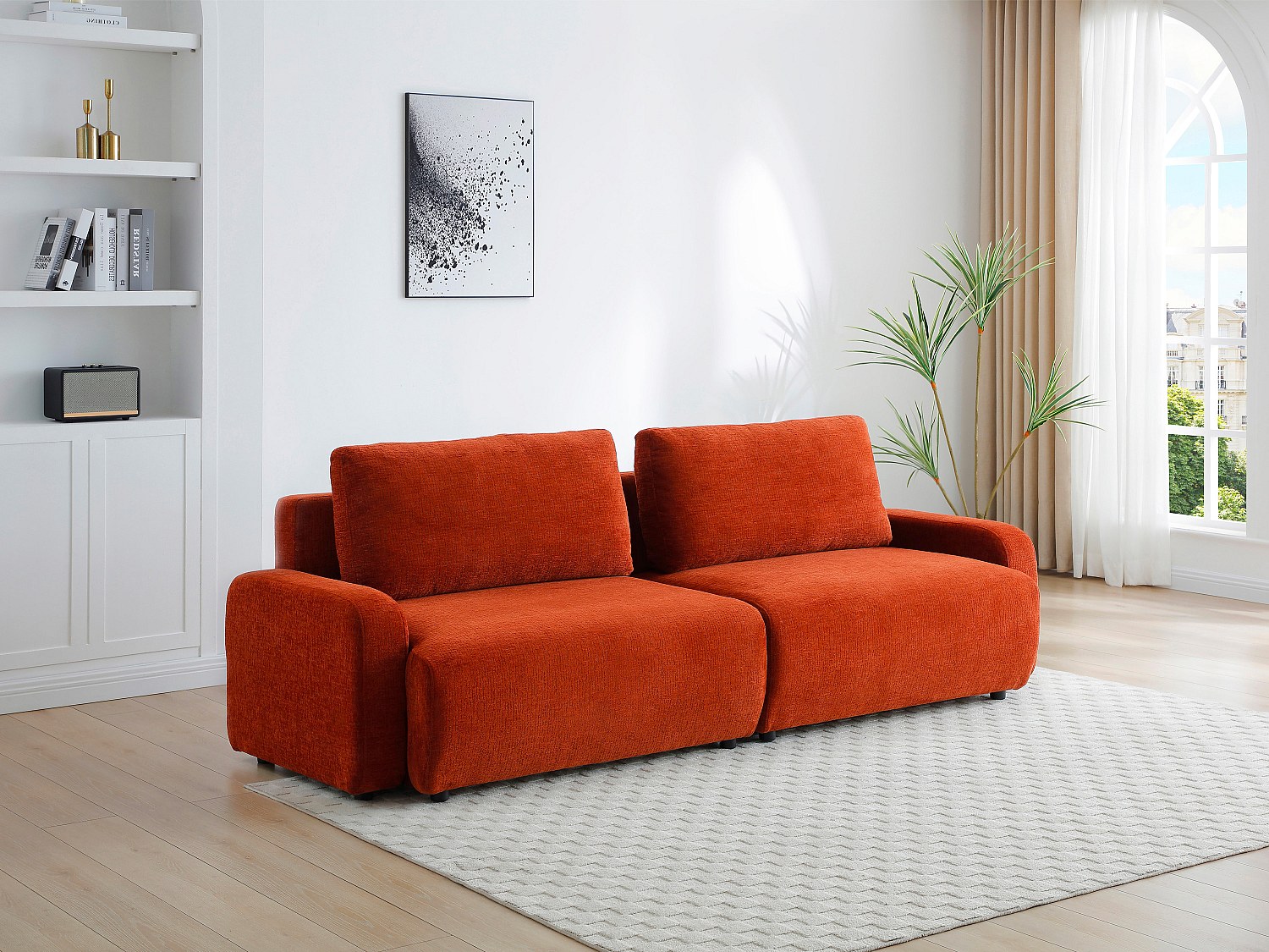 4-Sitzer Schlafsofa - Chenille-Stoff - Terrakotta - YOKIRA