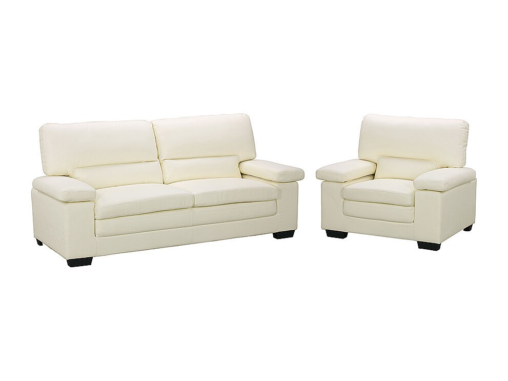 Couchgarnitur 3+1 - Büffelleder - Elfenbeinfarben - MIMAS II