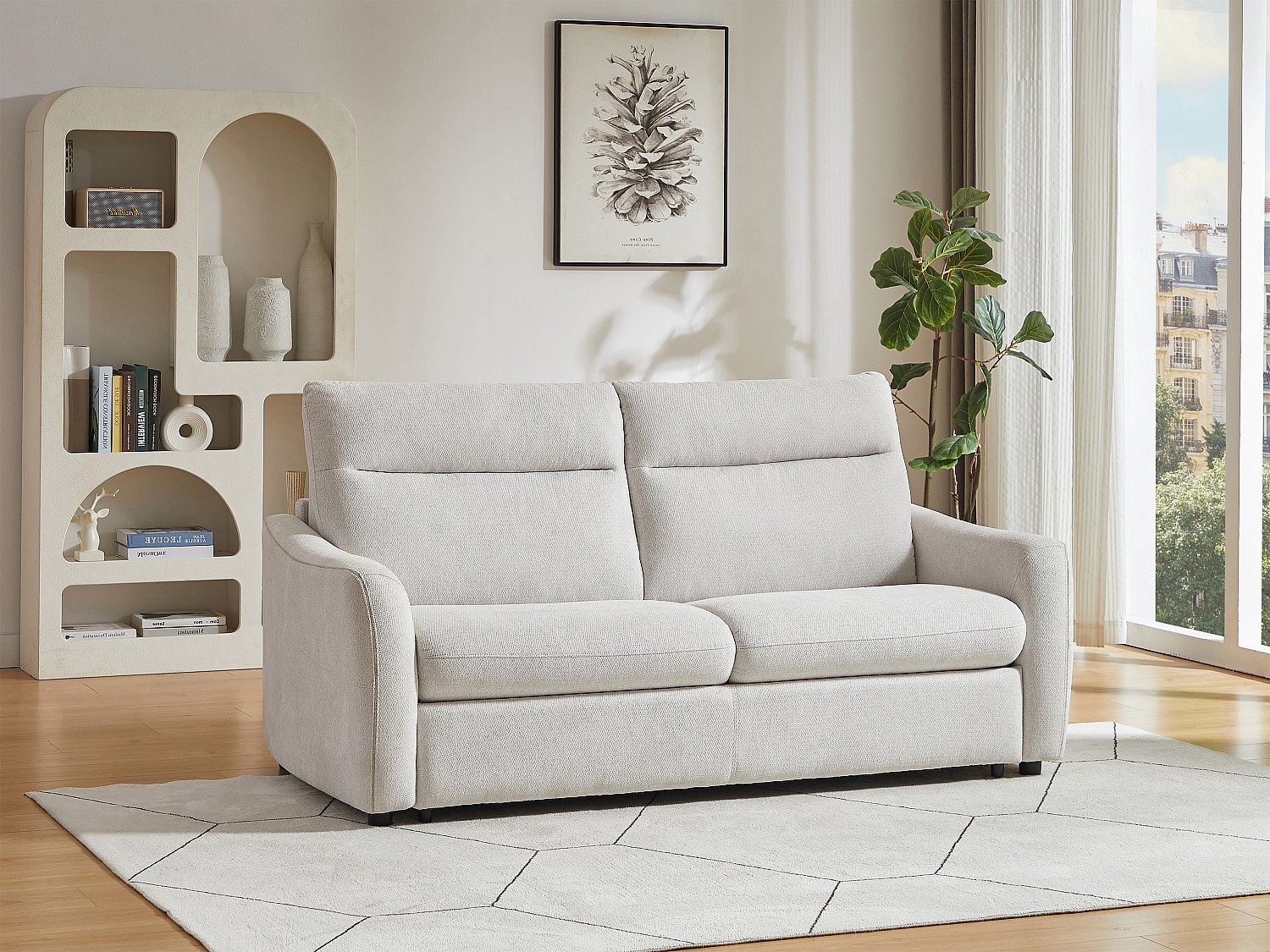 Schlafsofa Express 3-Sitzer - Stoff Beige - SOVANIA