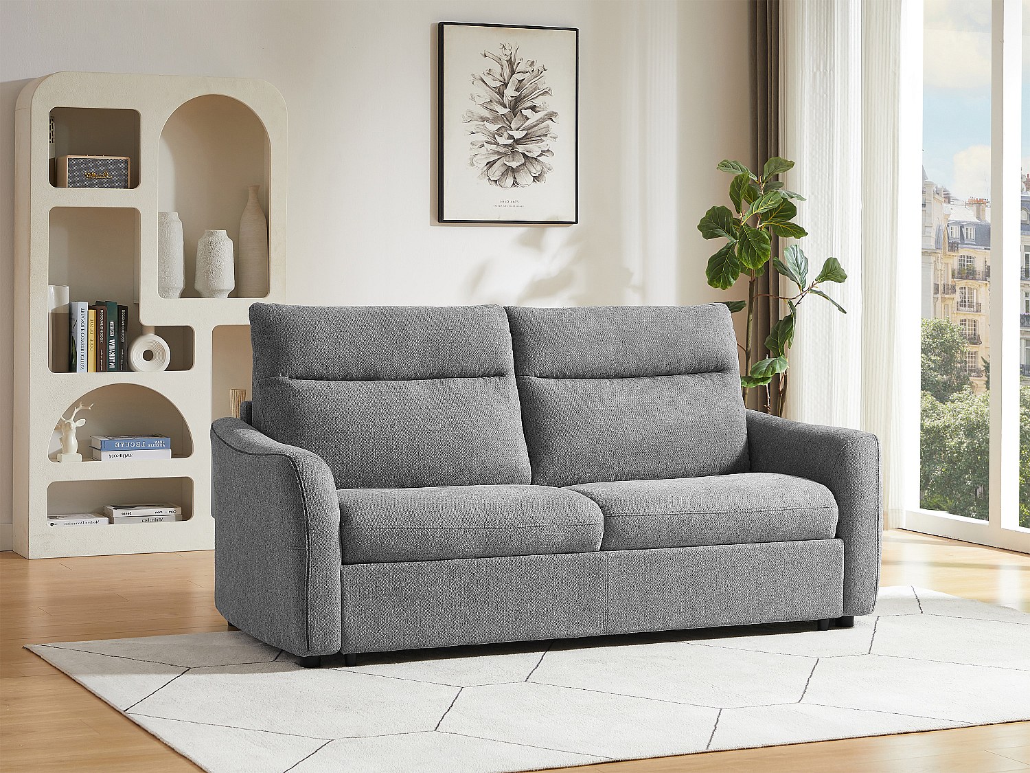 Schlafsofa Express 3-Sitzer - Stoff Grau - SOVANIA