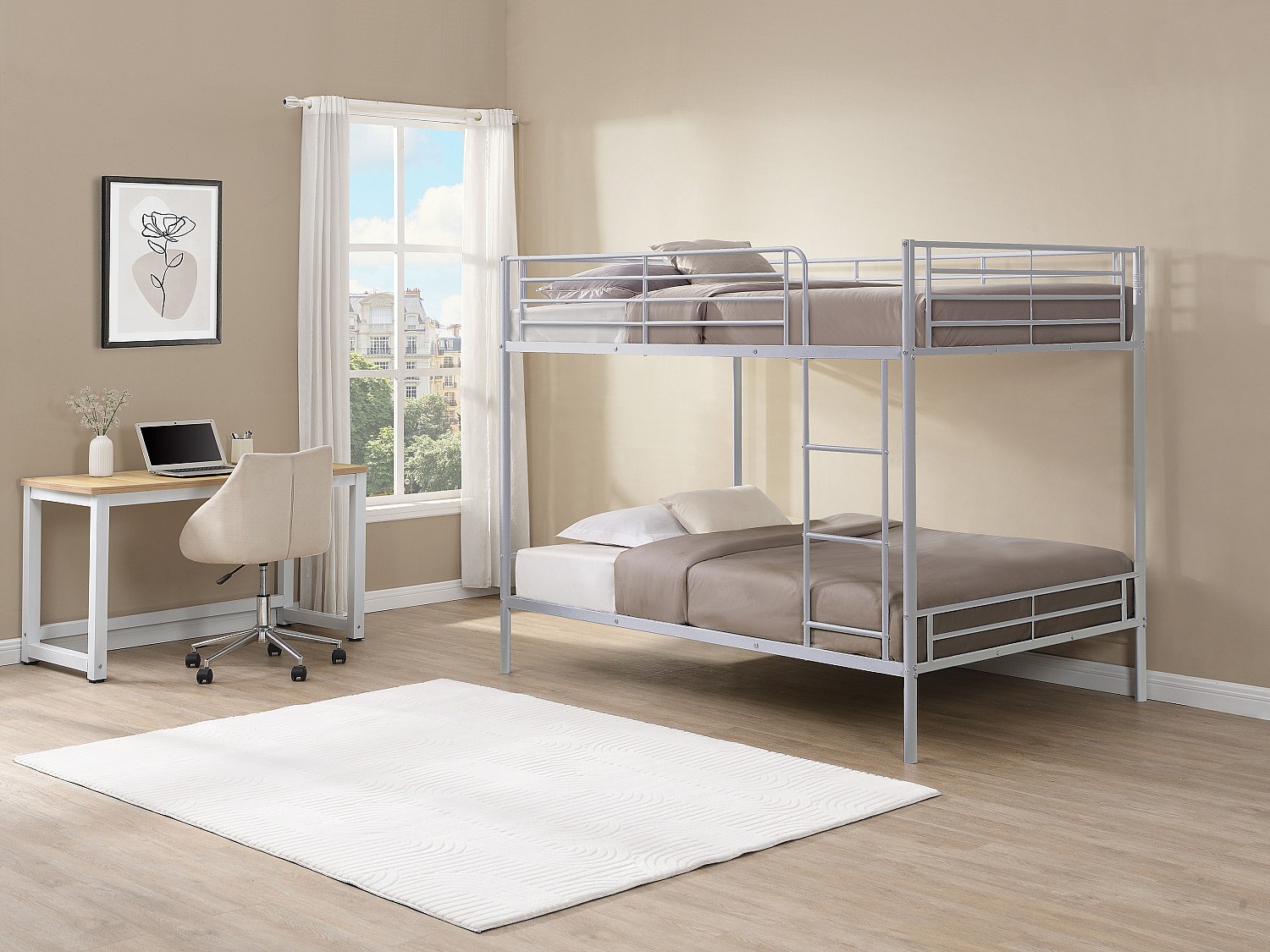 Etagenbett - 2 x 120 x 190 cm - Silber - DUOTIS