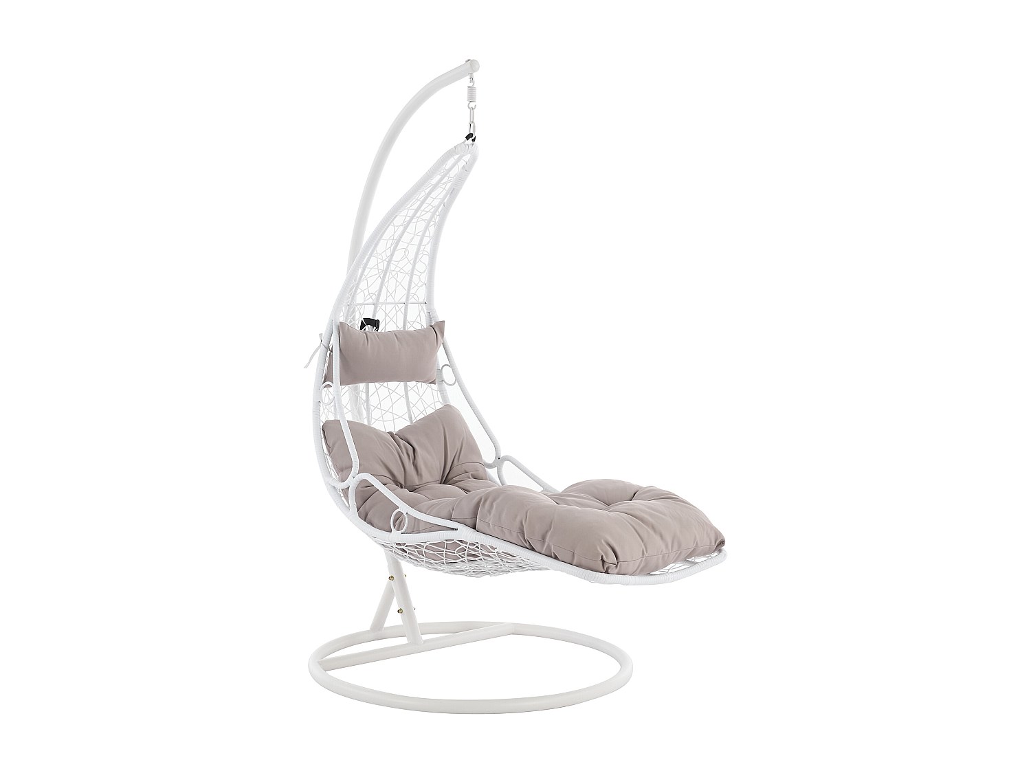 Hängesessel - Polyrattan - Weiß mit grauen Kissen - LUVA von MYLIA