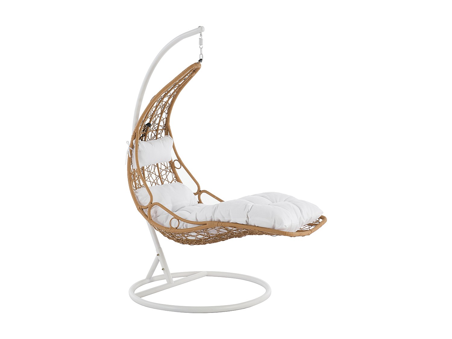 Hängesessel - Polyrattan - Helles Naturbraun mit weißen Kissen - LUVA von MYLIA