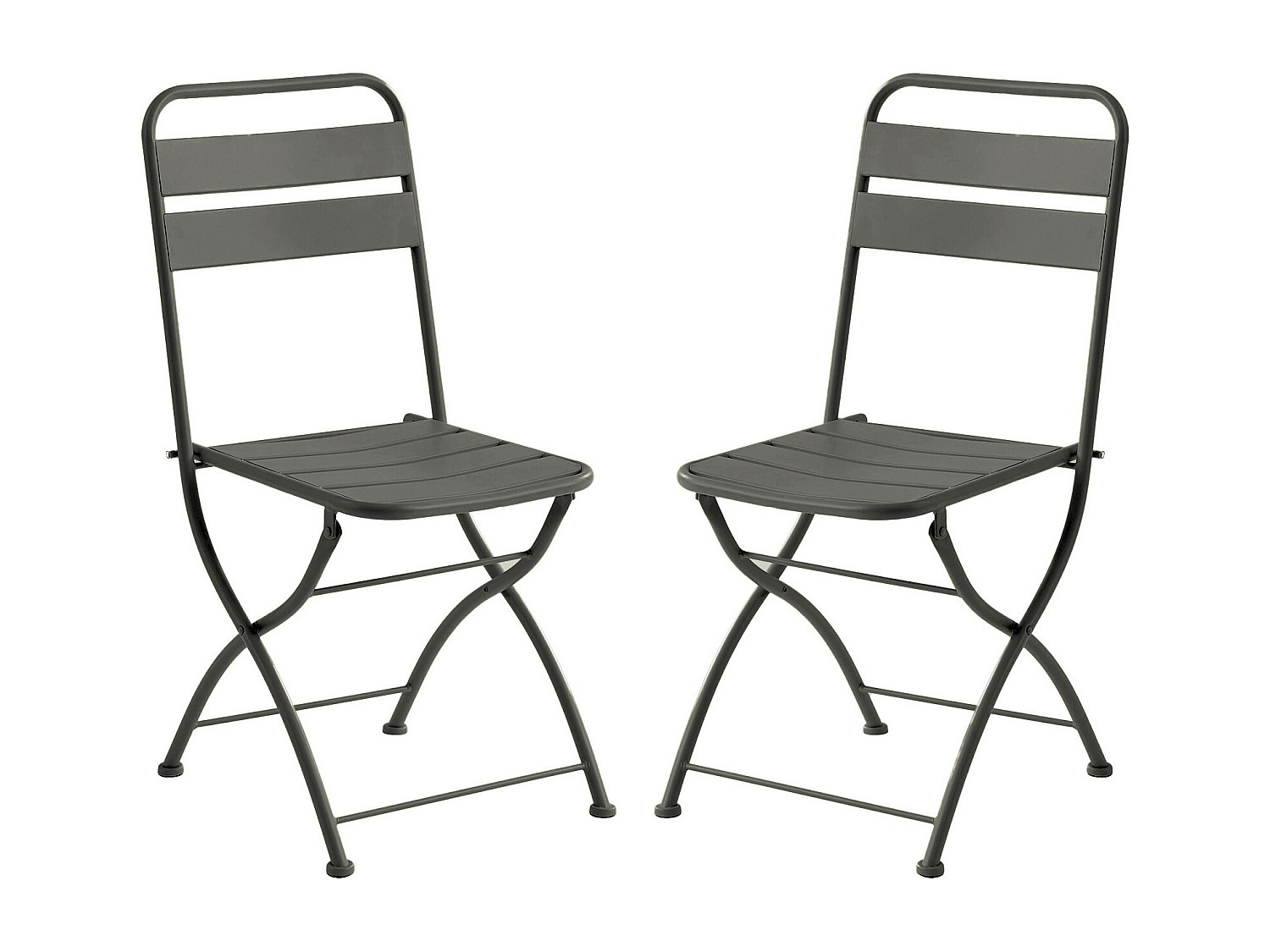 2er Set Gartenstühle klappbar - Metall - Anthrazit Grau - MIRMANDE von MYLIA