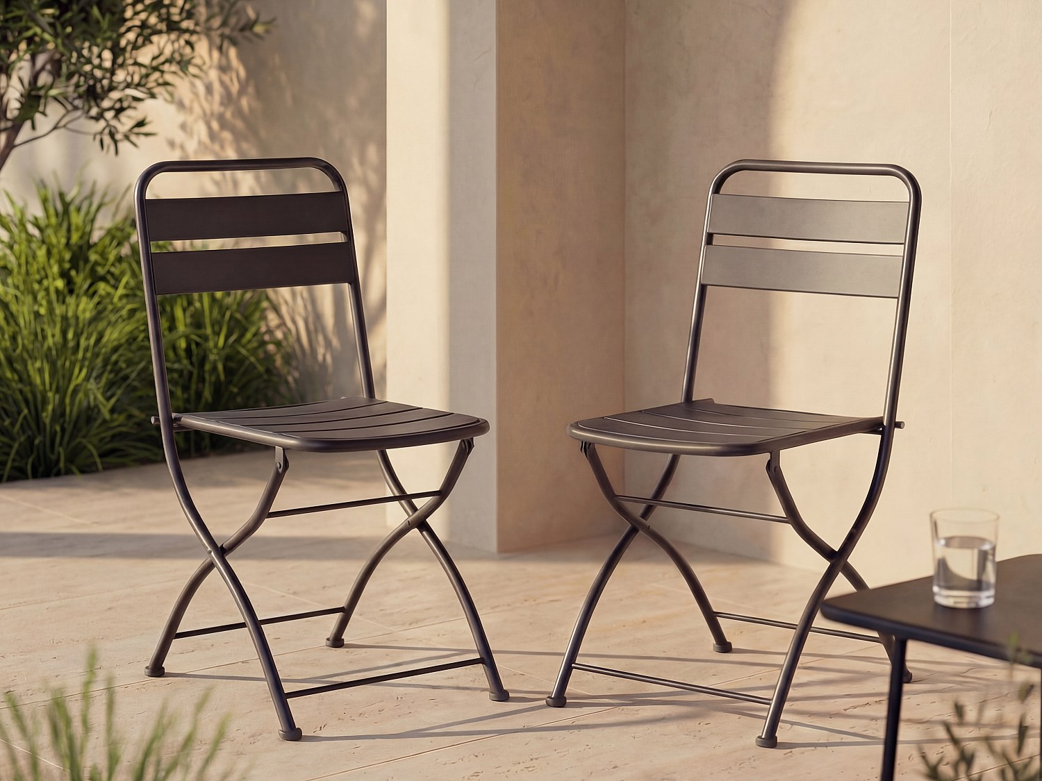 2er Set Gartenstühle klappbar - Metall - Anthrazit Grau - MIRMANDE von MYLIA