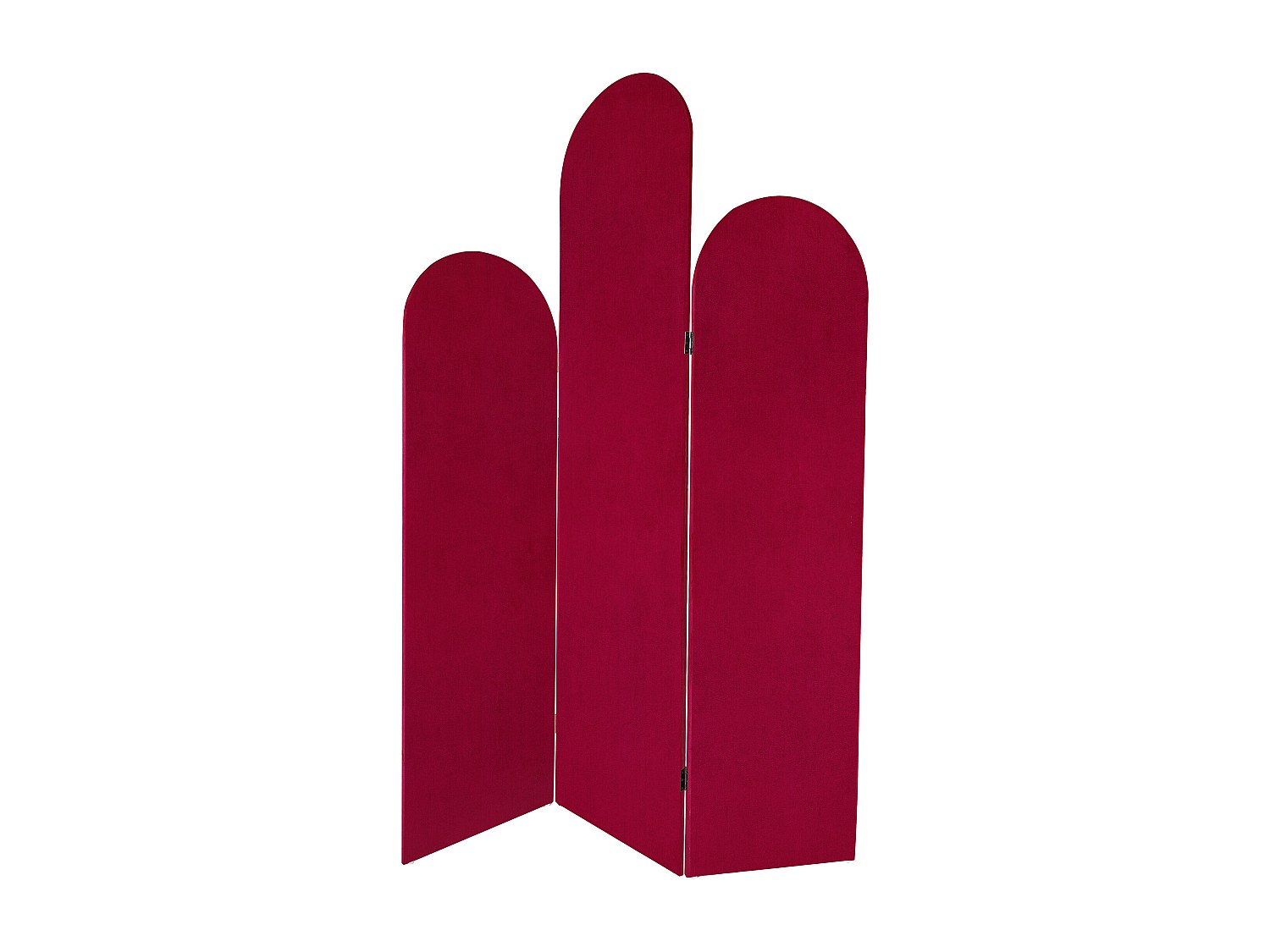 Raumteiler asymmetrisch 3-teilig aus Samt - L120 x H180 cm - Rot - CARMIDA