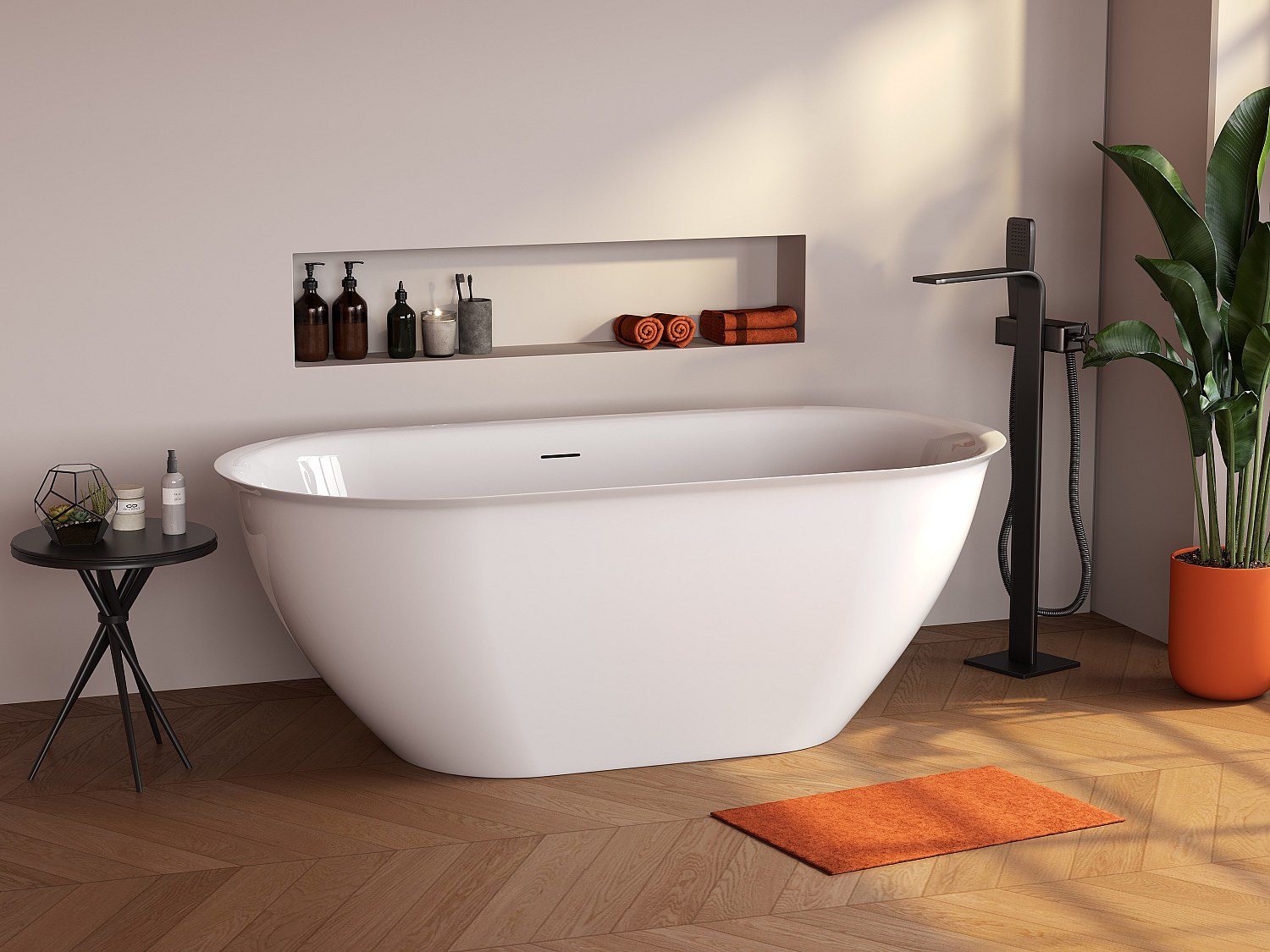 Freistehende Badewanne 160 x 80 x 58 cm Acryl Weiß 197 L SORTINO