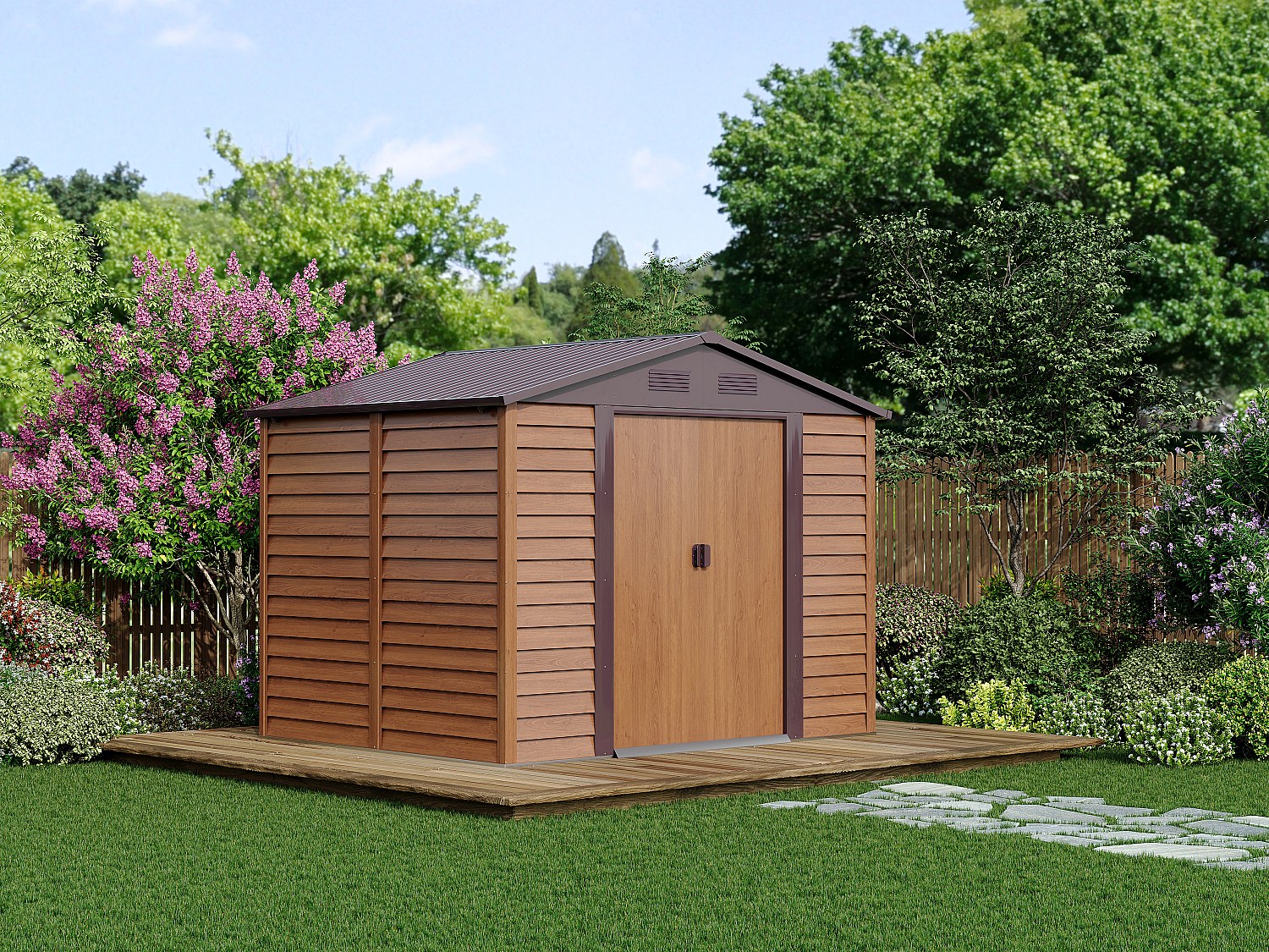 Gartenhaus aus Metall, verzinkter Stahl, Holzoptik - 6,62 m² - ARSEGO