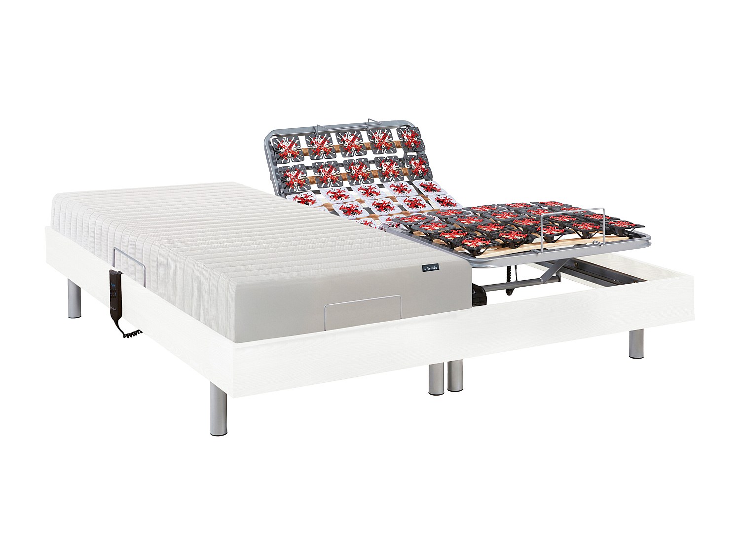 Relaxbett elektrisch - Matratzen mit oberem Teil aus Latex - 2 x 70 x 190 cm - Weiß - ETHER von YSMÉE