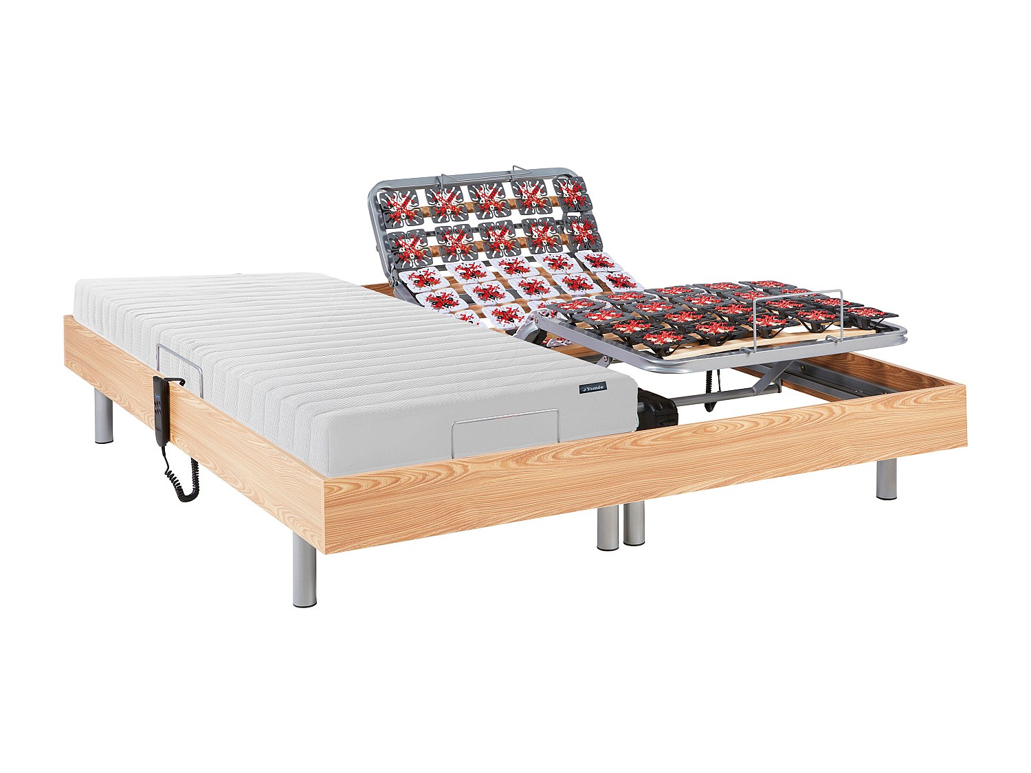 Relaxbett elektrisch - Matratzen mit oberem Teil aus Latex - 2 x 80 x 200 cm - natürlich hell - ETHER von YSMÉE
