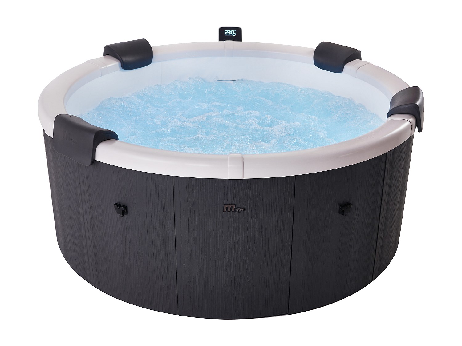 Halbfester Whirlpool - 6 Personen - Grau - mit Zubehör - 138 Düsen - D182 cm x H70 cm - LAPEKA