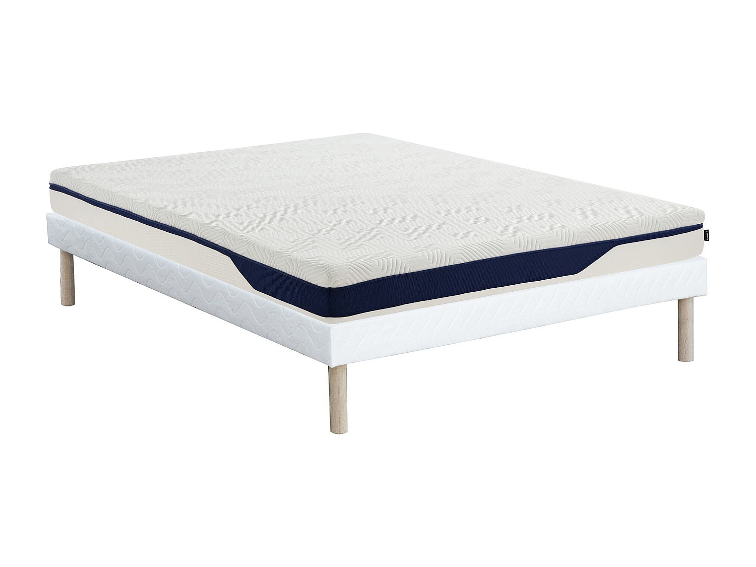 Bett-Set 140 x 190 cm Polsterbett + Matratze Memory-Schaum 7 Zonen, abnehmbar, H. 22 cm - FAGANI de YSMÉE