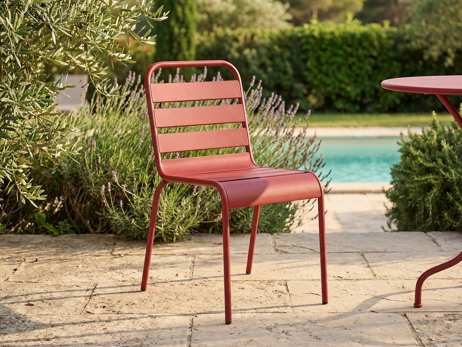 2er Set Gartenstühle stapelbar - Metall - Rot - MIRMANDE von MYLIA