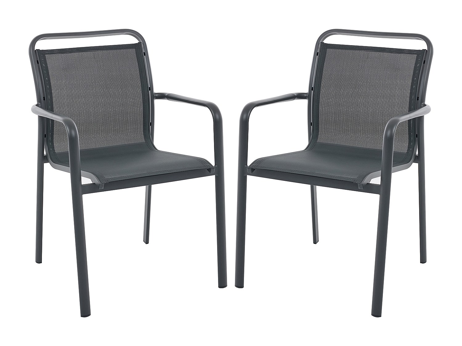 2er-Set Stapelbare Gartenstühle aus Aluminium und Textiline - Dunkelgrau - VELYRA von MYLIA