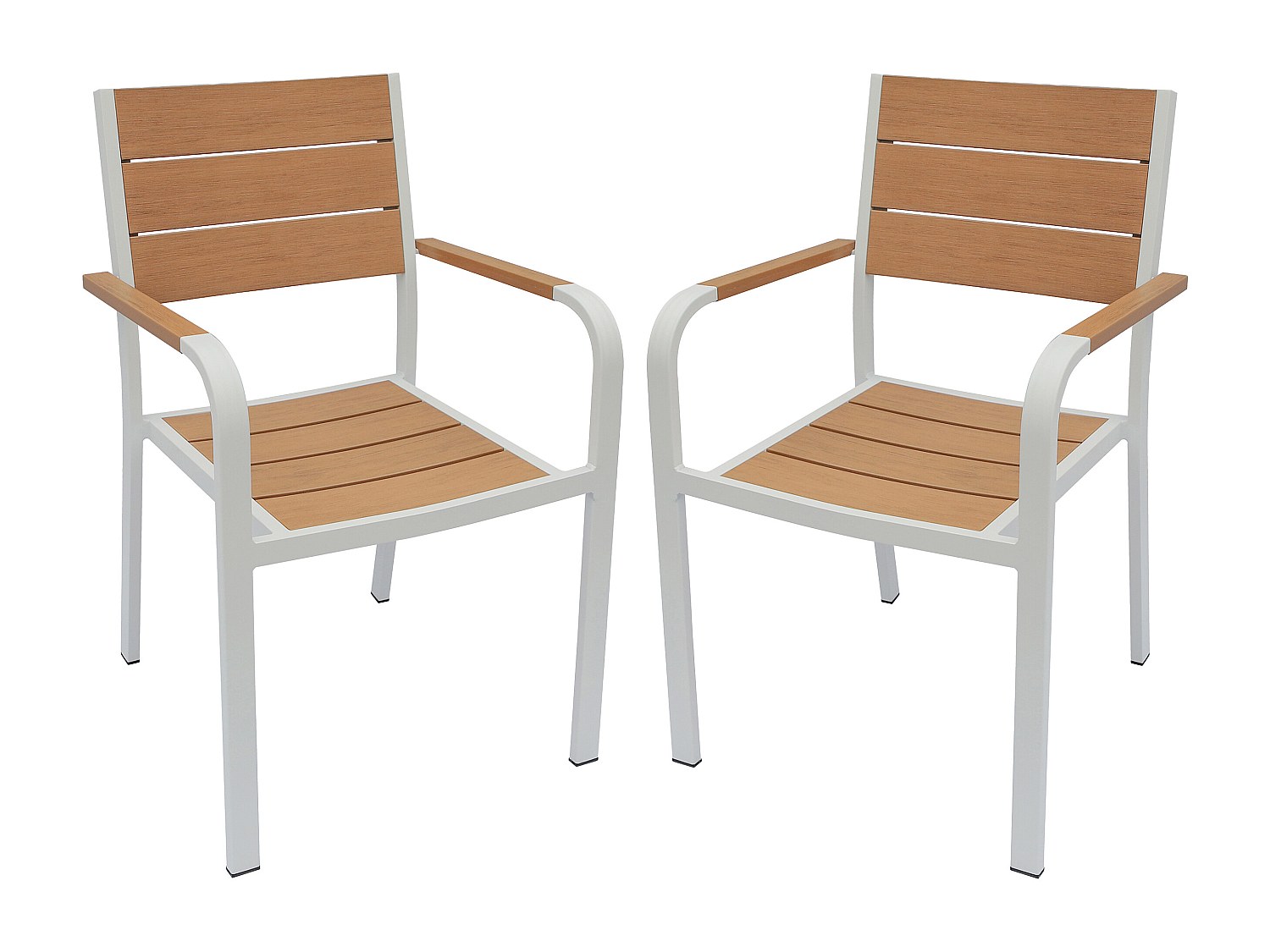 2er-Set stapelbare Gartenstühle aus Aluminium - Hell-Natur und Weiß - NYROS von MYLIA