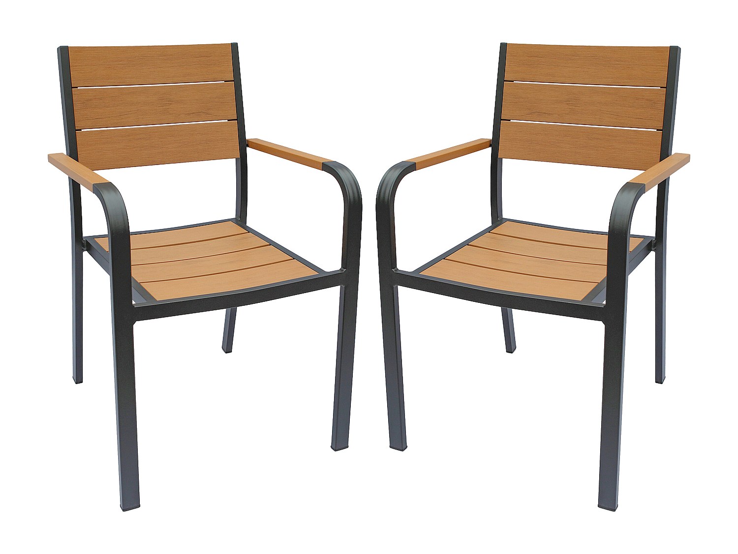 2er-Set stapelbare Gartenstühle aus Aluminium - Hell-Natur und Anthrazit - NYROS von MYLIA