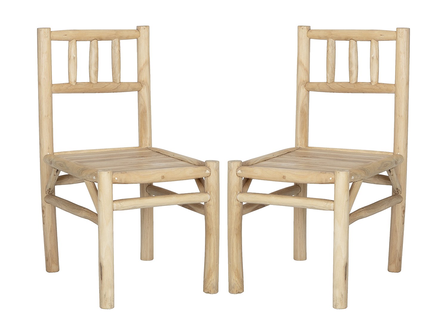 2er-Set Gartenstühle - Teakholz - Holzfarben hell - TULUM von MYLIA