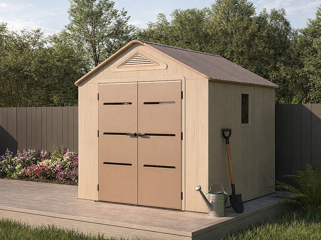Gartenhaus aus HDPE-Kunststoff Beige und Braun 6,15 m² mit Boden - Stärke 22 mm - ANTEVA