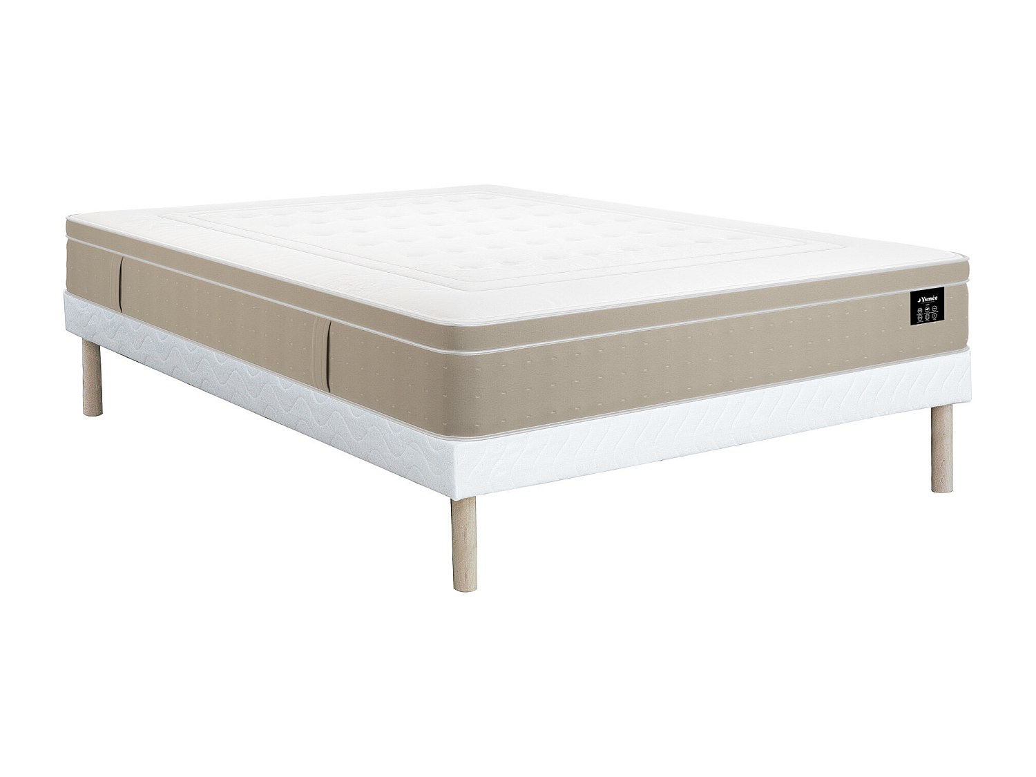 Bett-Set 160 x 200 cm, Polsterbett + Hybridmatratze mit 7-Zonen-Taschenfedern und Gel-Schaum, Höhe 28 cm - CIREVA von YSMÉE