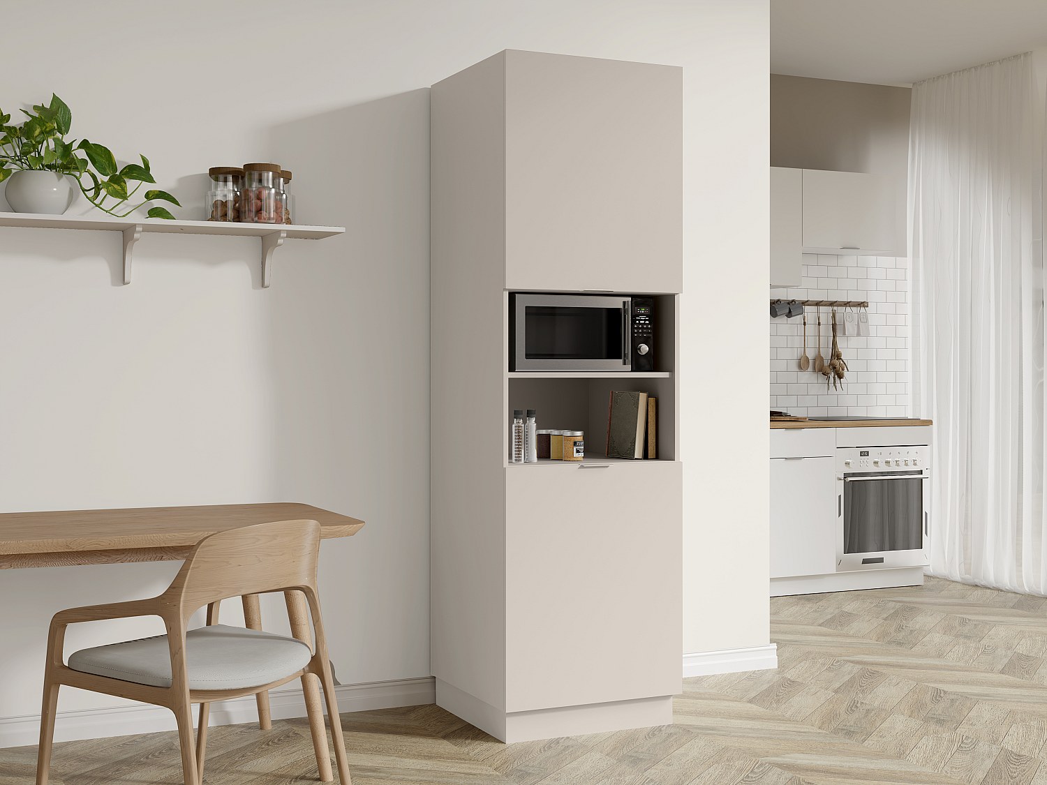 Küchenschrank mit 2 Türen und 2 Nischen - Beige - CARMEO