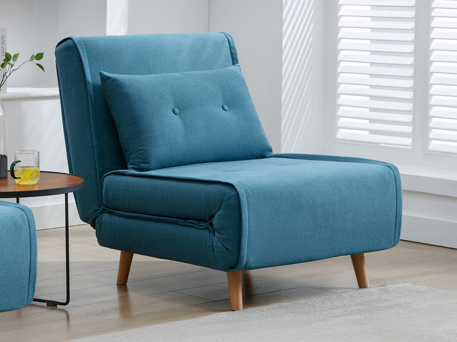 Sessel mit Schlaffunktion - Stoff - Blau - URIBIA