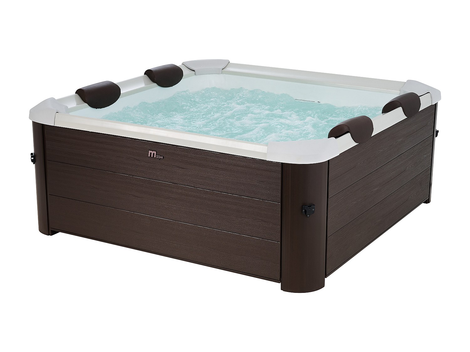 Halbfester Whirlpool MSPA für 6 Personen mit Zubehör - Braun - 120 Düsen - 160 x 160 x 65 cm - MAKEMO