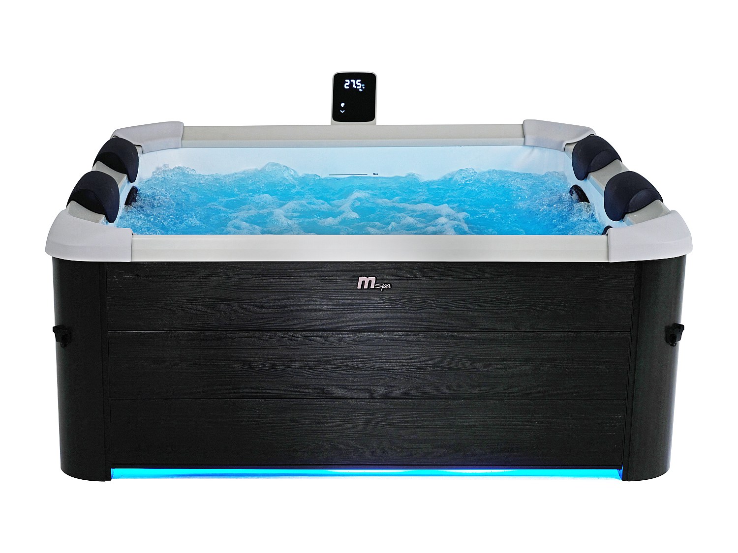 Halbfester Whirlpool MSPAfür 6 Personen mit LED-Beleuchtung & Zubehör - Anthrazitgrau - 128 Düsen - 160 x 160 x 65 cm - NAPUKA