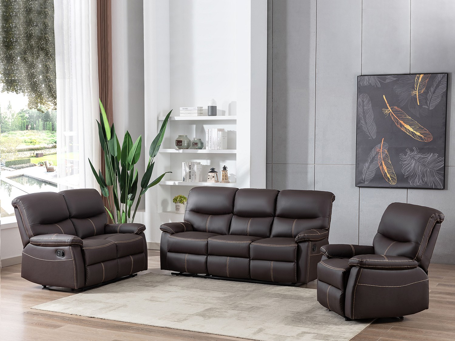 Couchgarnitur Relax 3+2+1 - Kunstleder - Braun - CANBY