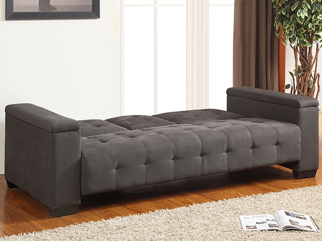 Schlafsofa Klappsofa 3-Sitzer - Microfaser - Grau - DEVONSHIRE