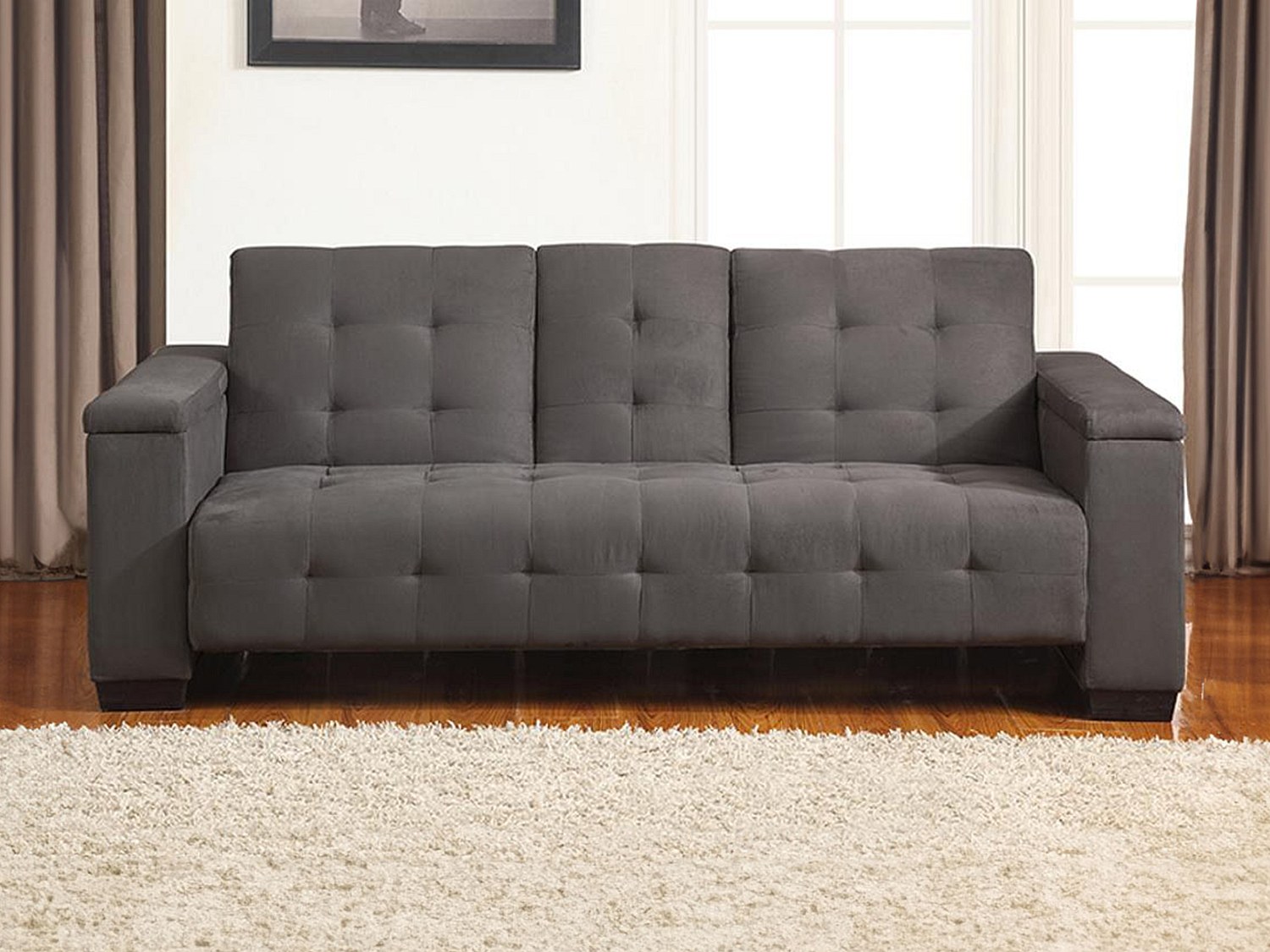 Schlafsofa Klappsofa 3-Sitzer - Microfaser - Grau - DEVONSHIRE