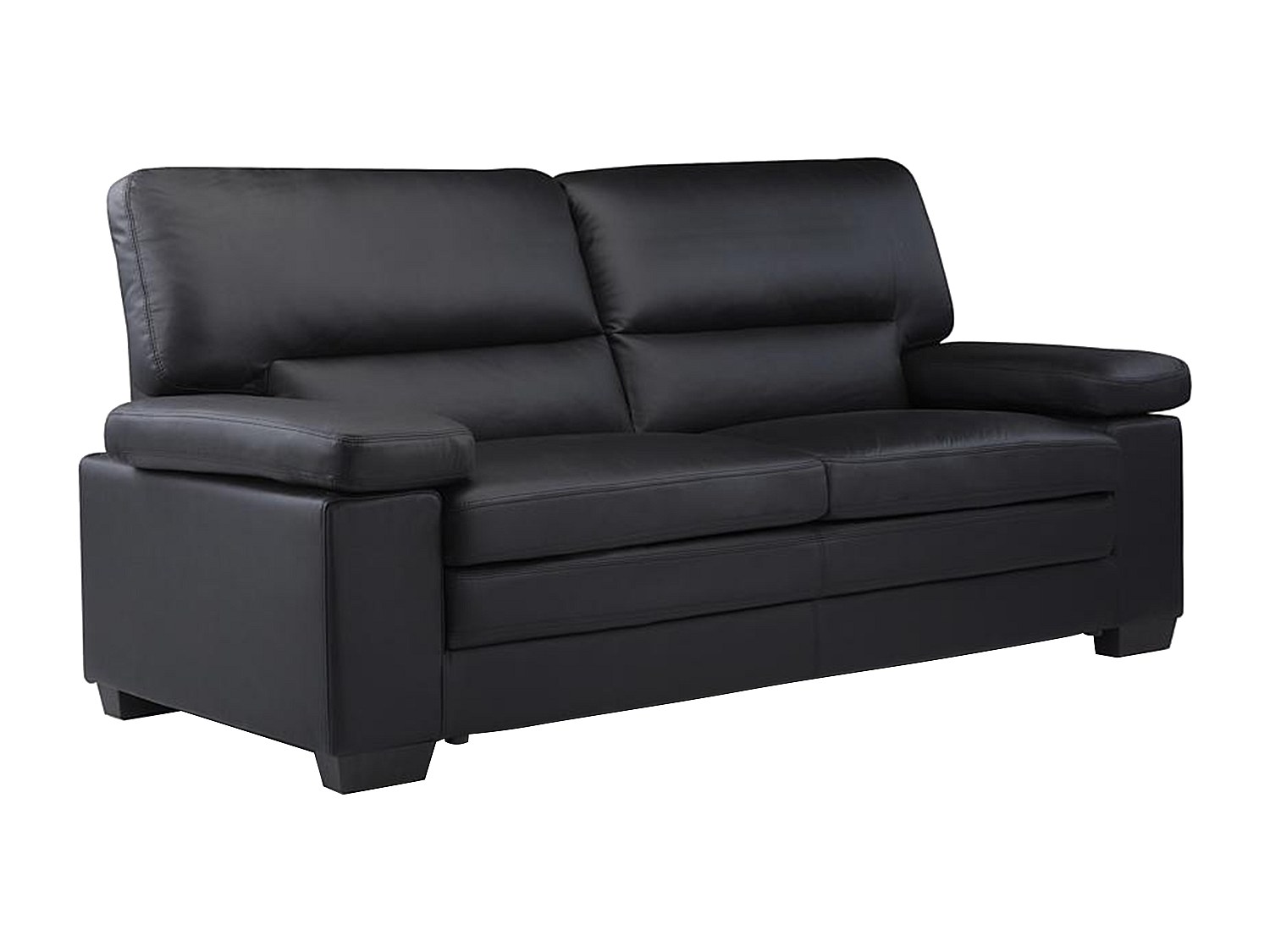 Couchgarnitur Leder 3+2+1 - Büffelleder - Schwarz - MIMAS