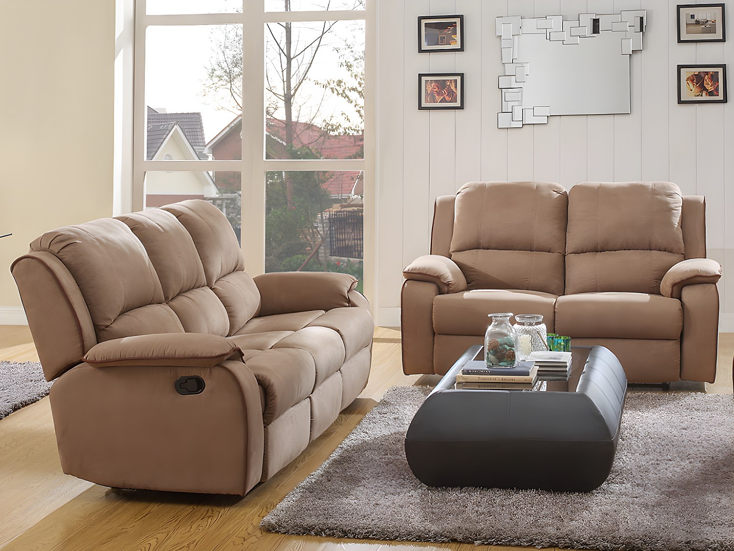 Couchgarnitur Relax 3+2 - Microfaser - Taupe - HERNANI